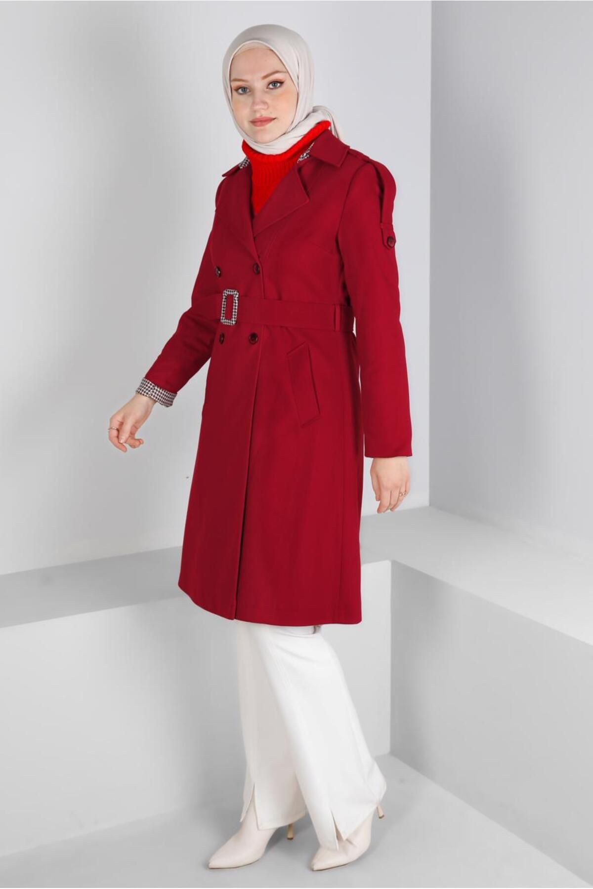 Alvina-PUMPY PATTERN DETAIL BUTTONED TRENCH COAT 10680 2