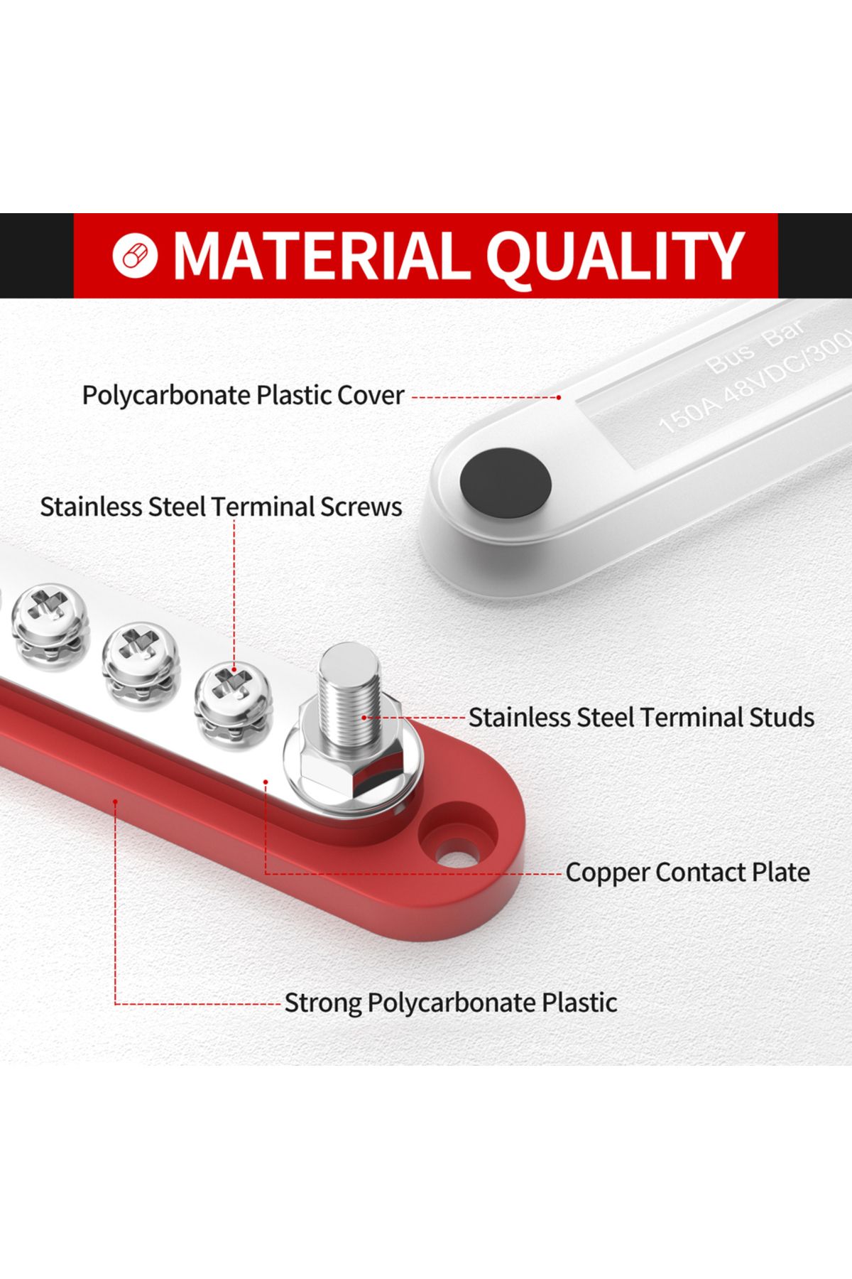 Daiertek-Bus Bar Small Battery Distribution Block 12V Positive Negative Terminal Block Busbar 2 x... 4