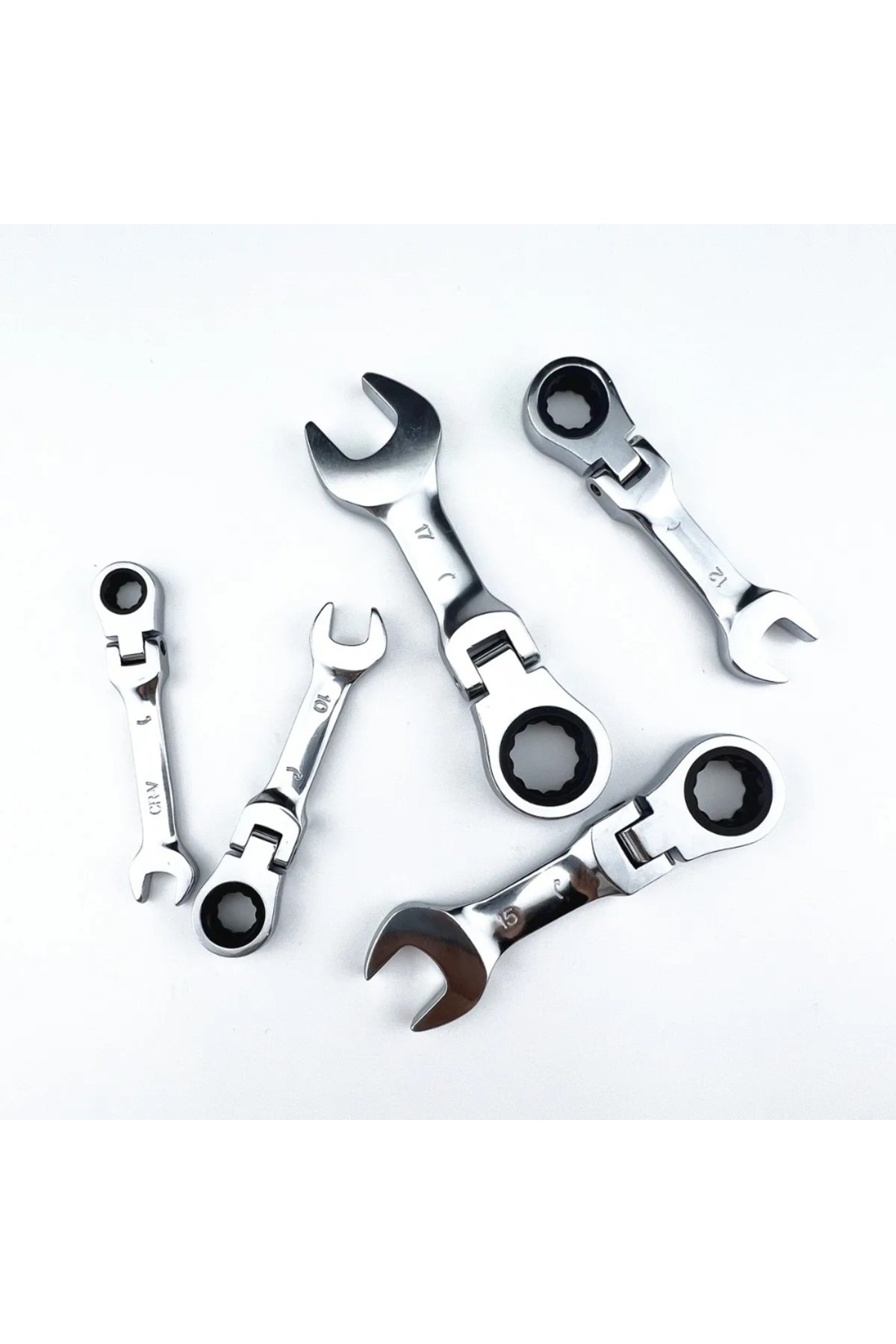 Choice-8mm Mini Short Handle Ratchet Wrench With Movable Head Quick Dual-purpose Open End Wrench Hardware T 7