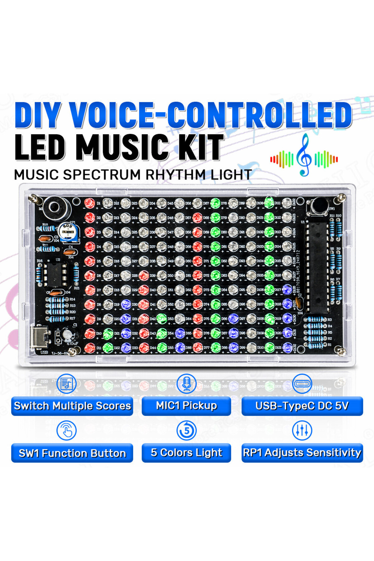 Choice-Diy Sound Control Led Music Electronic Kits Audio Frequency Display Pcb Soldering Project Practic... 1