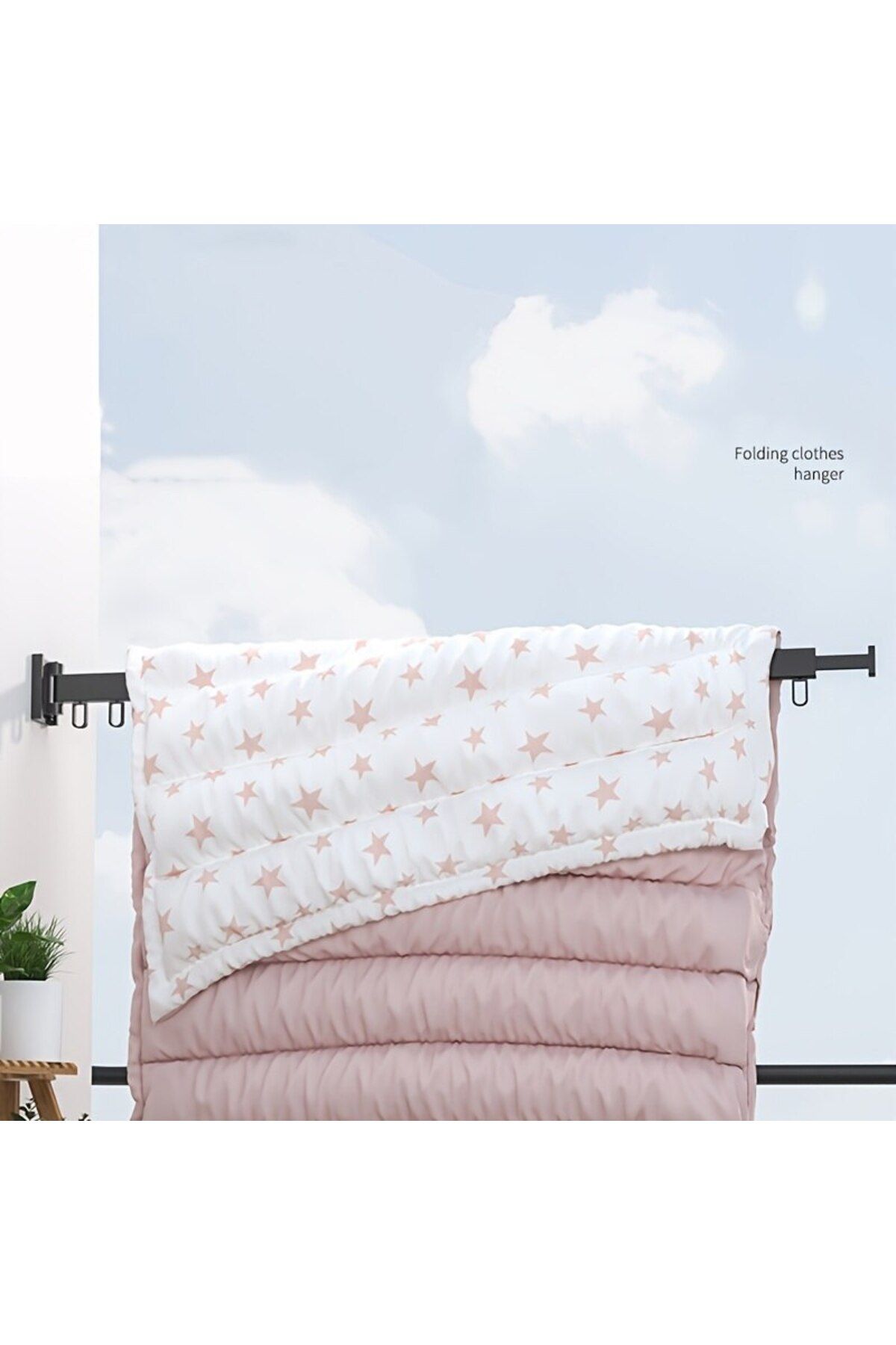 Choice-One rod Black G1060 Wall-Mounted Foldable Aluminum Alloy Clothes Drying Rack Perfect for Balcony Bed 3