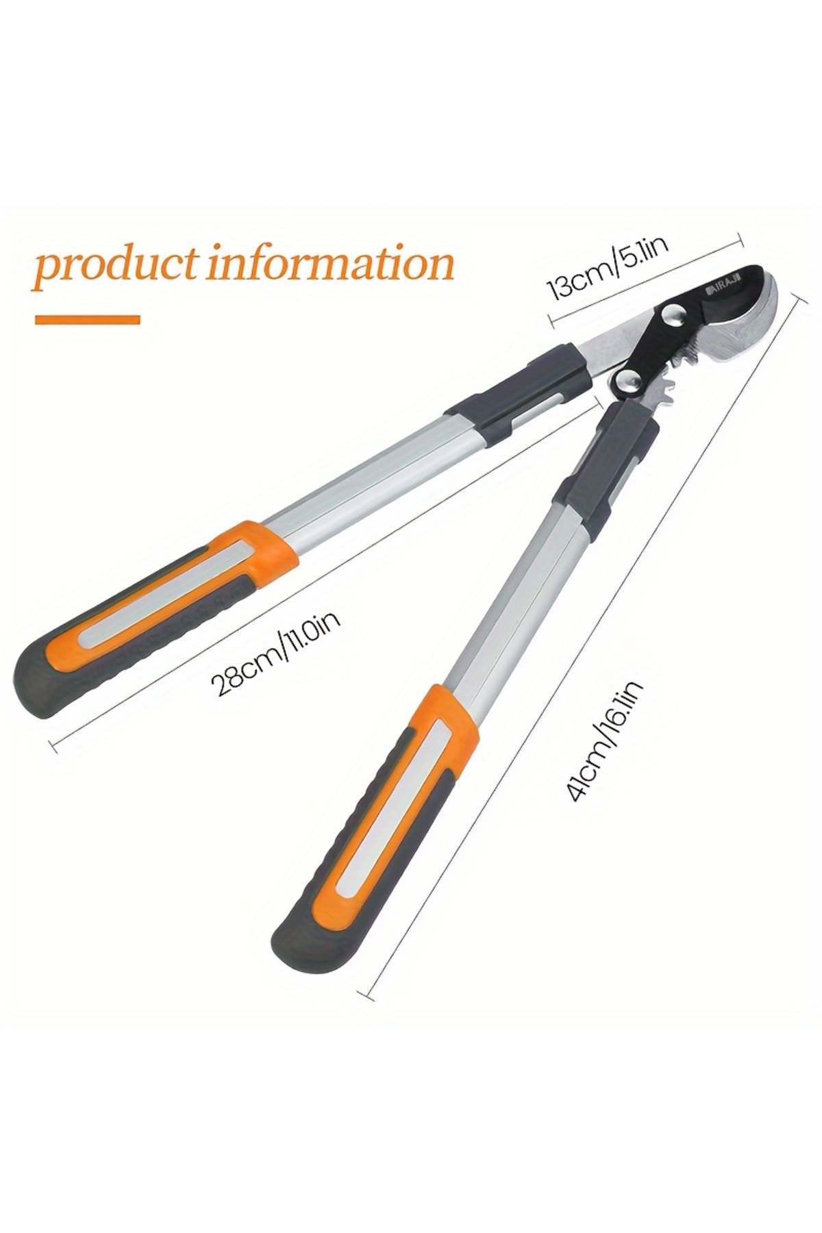 AIRAJ-2046 Bypass Pruning Shears 45 Cm, with Gear-Operated Cutting System, Cuts Branches, Thicker th 1