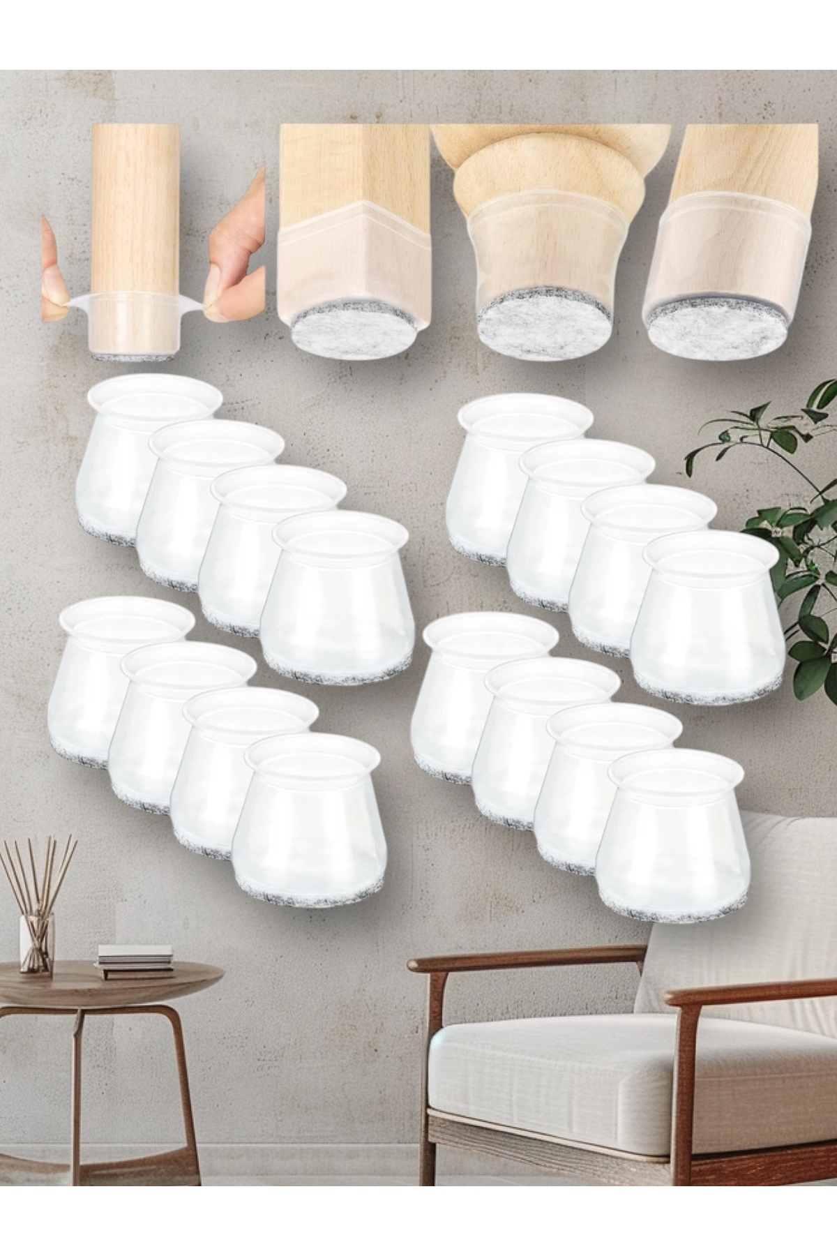32Pcs (33cm-3.5cm) Felted Anti-Sound Chair Shoe Furniture Shoe Floor Protector