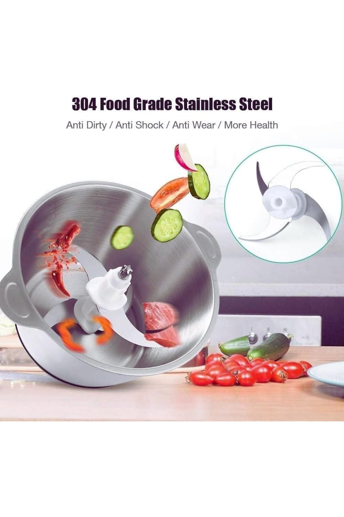 COOYA-3L Electric Meat Grinder, Stainless Steel, 500W For Meat, Vegetables, Fruits, and Nut 5