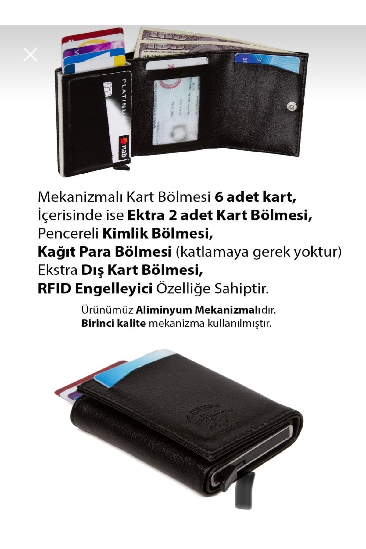 NEFTEE-Unisex Mechanized Automatic Slide Faux Leather Card Holder Wallet (7Cmx10Cm) 3