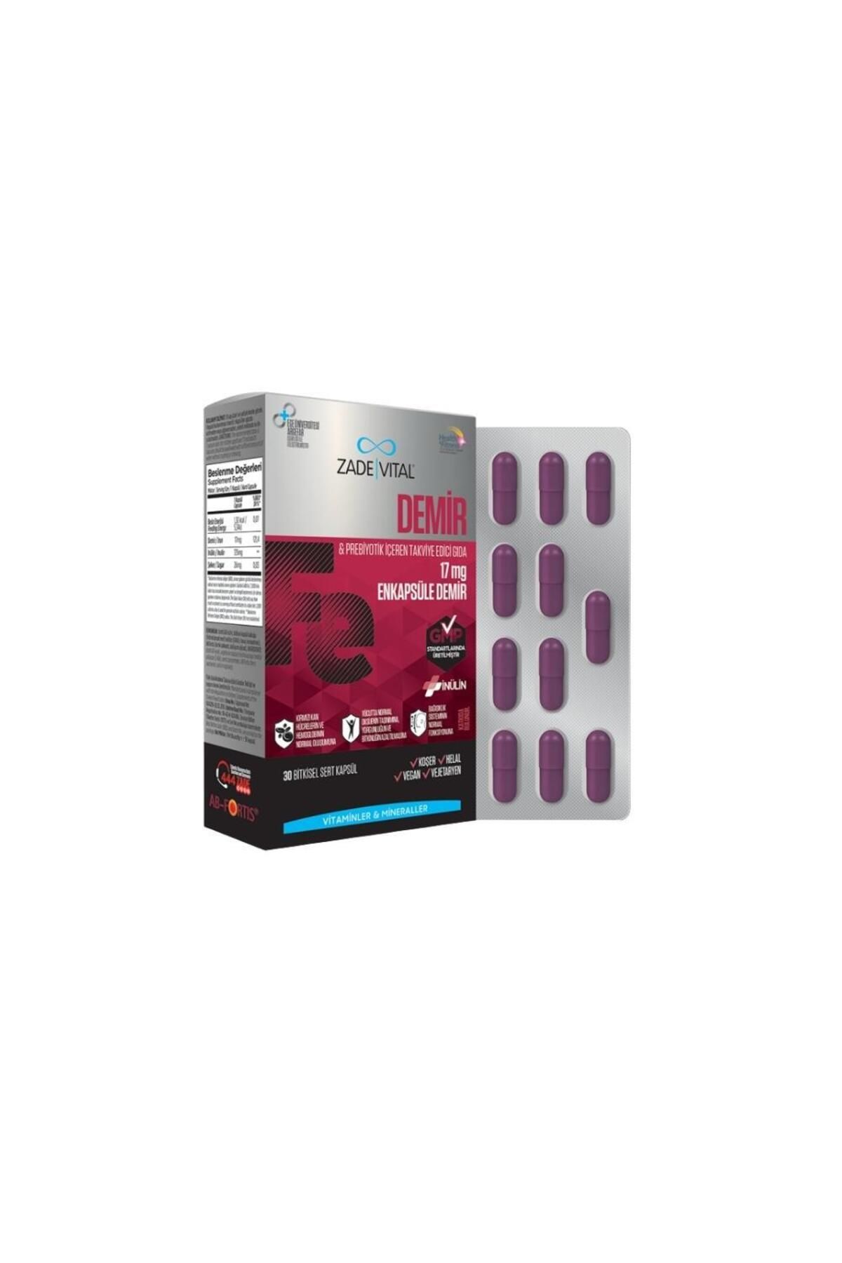 Zade Vital-Fe Prebiotic and Iron Containing Food Supplement 30 Herbal Hard Capsules 1