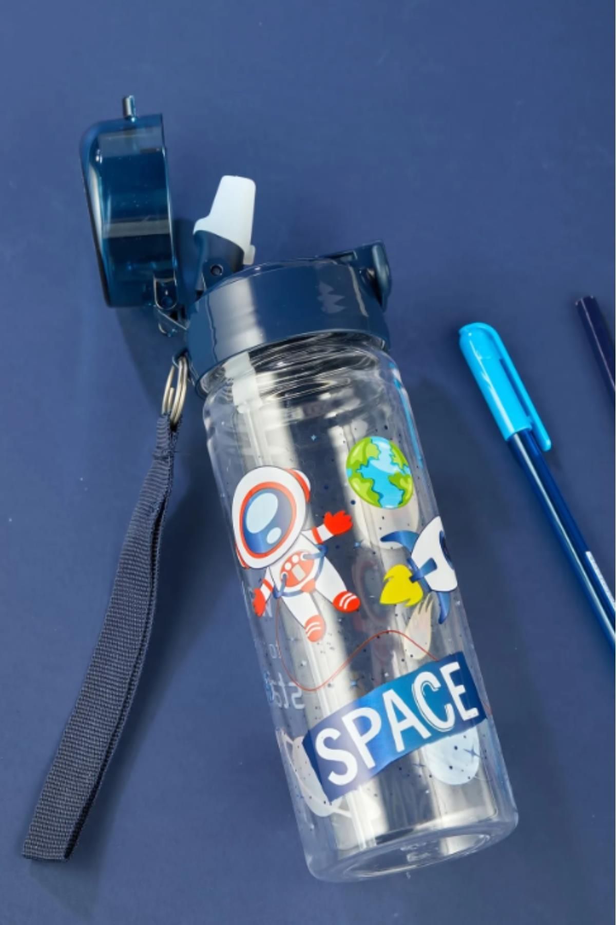 MasterCar-500 ml Space Pattern Flask with Straw - Polycarbonate Bpa Free for Food Contact 2