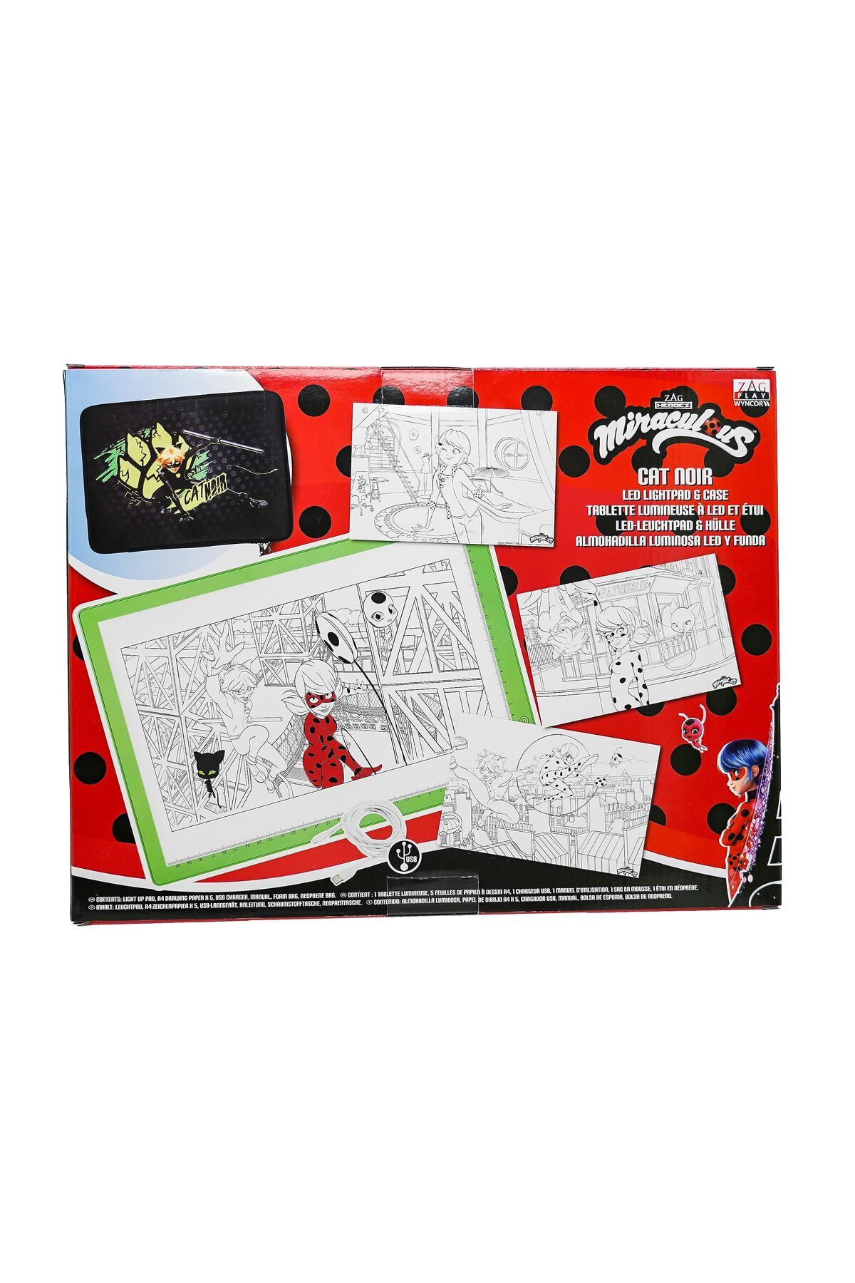 Miraculous-Cat Noir A4 Led Light Pad Drawing Kit With Usb, Tracing Pages & Case – Art Set For Kids 6