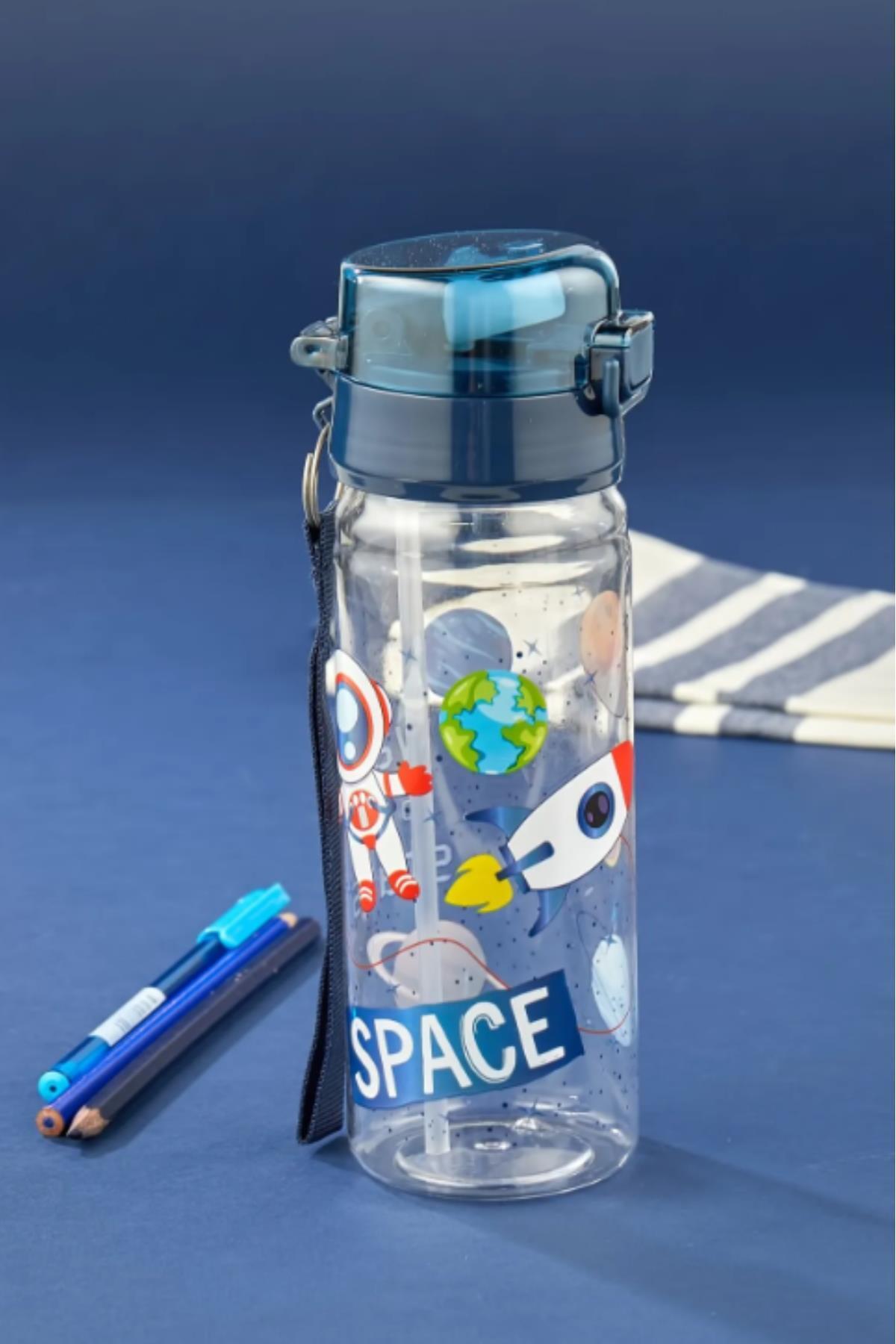 MasterCar-500 ml Space Pattern Flask with Straw - Polycarbonate Bpa Free for Food Contact 5