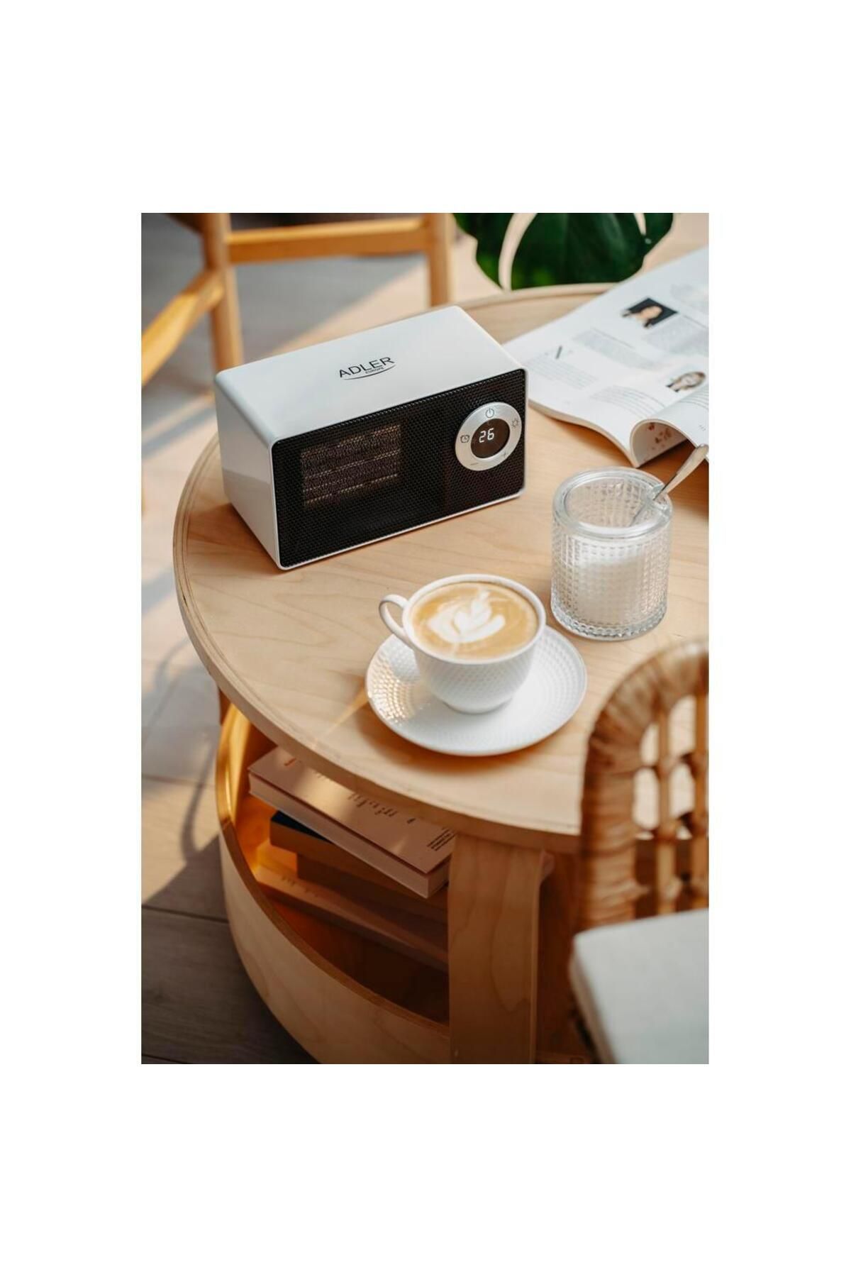 adler-Ceramic heater with LCD Adler 7746, 1000 W, 2 power levels, Timer, Touch control (White) 6