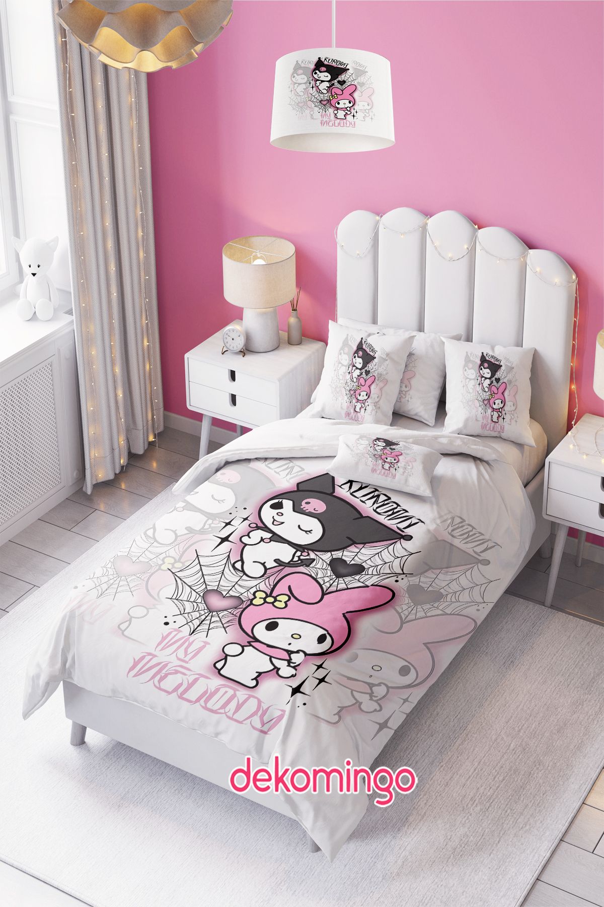 dekomingo KUROMİ AĞ MY MELODY BEBEK VE ÇODUK ODASI NEVRESİM TAKIM ( ÇARŞAFSIZ )