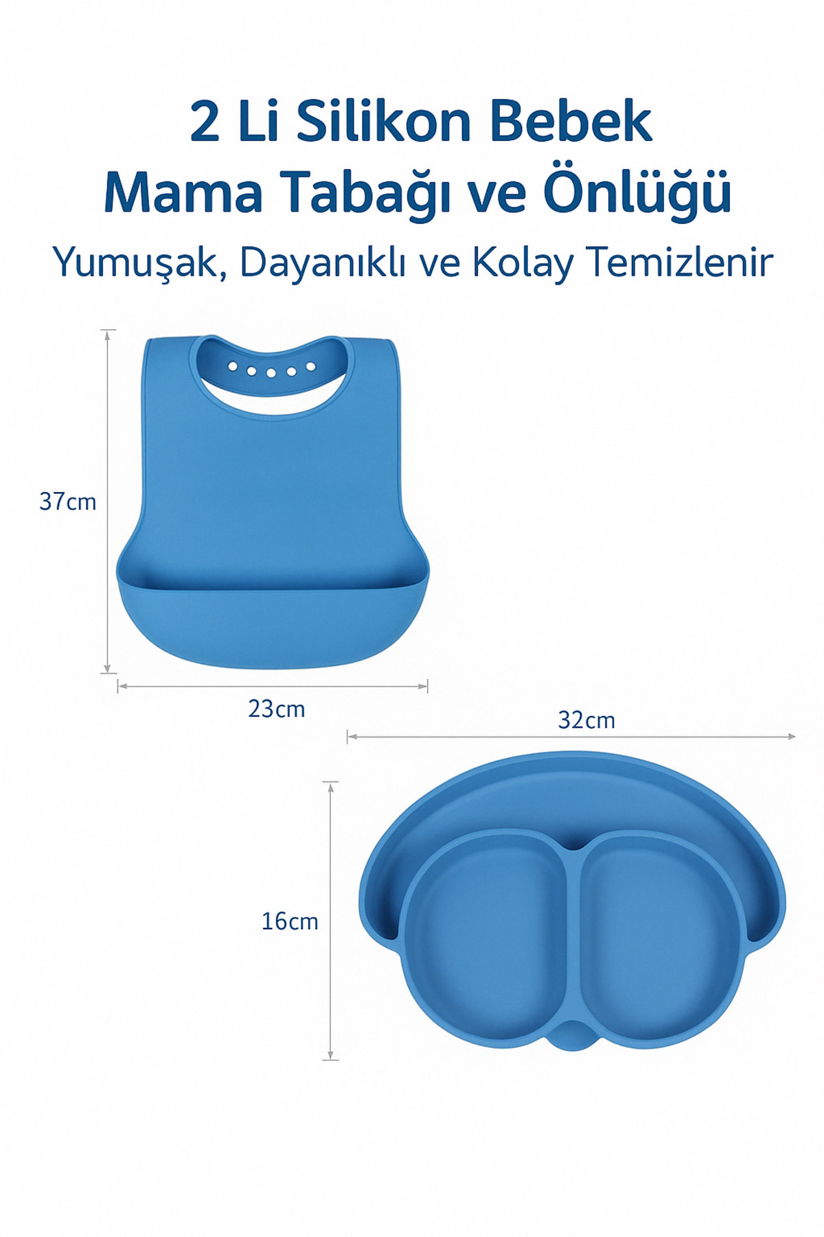 Baby Bebek Silikon Vakumlu Mama Tabağı Kaşık Önlük Seti fotoğrafı 4 (önizleme)