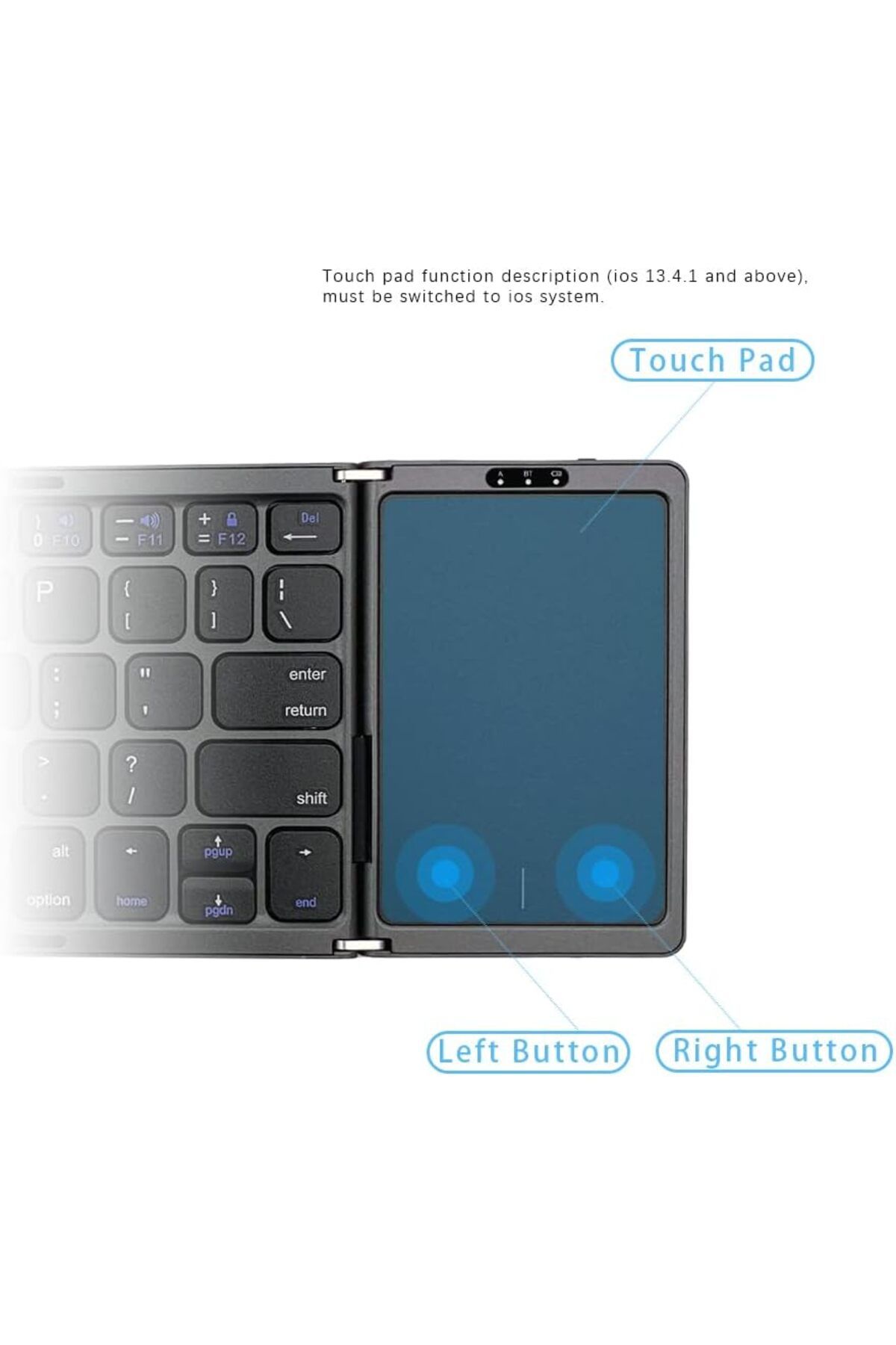 AWH-Foldable Bluetooth Keyboard with Touchpad, Rechargeable, Slim for Android, iOS, Windows 8