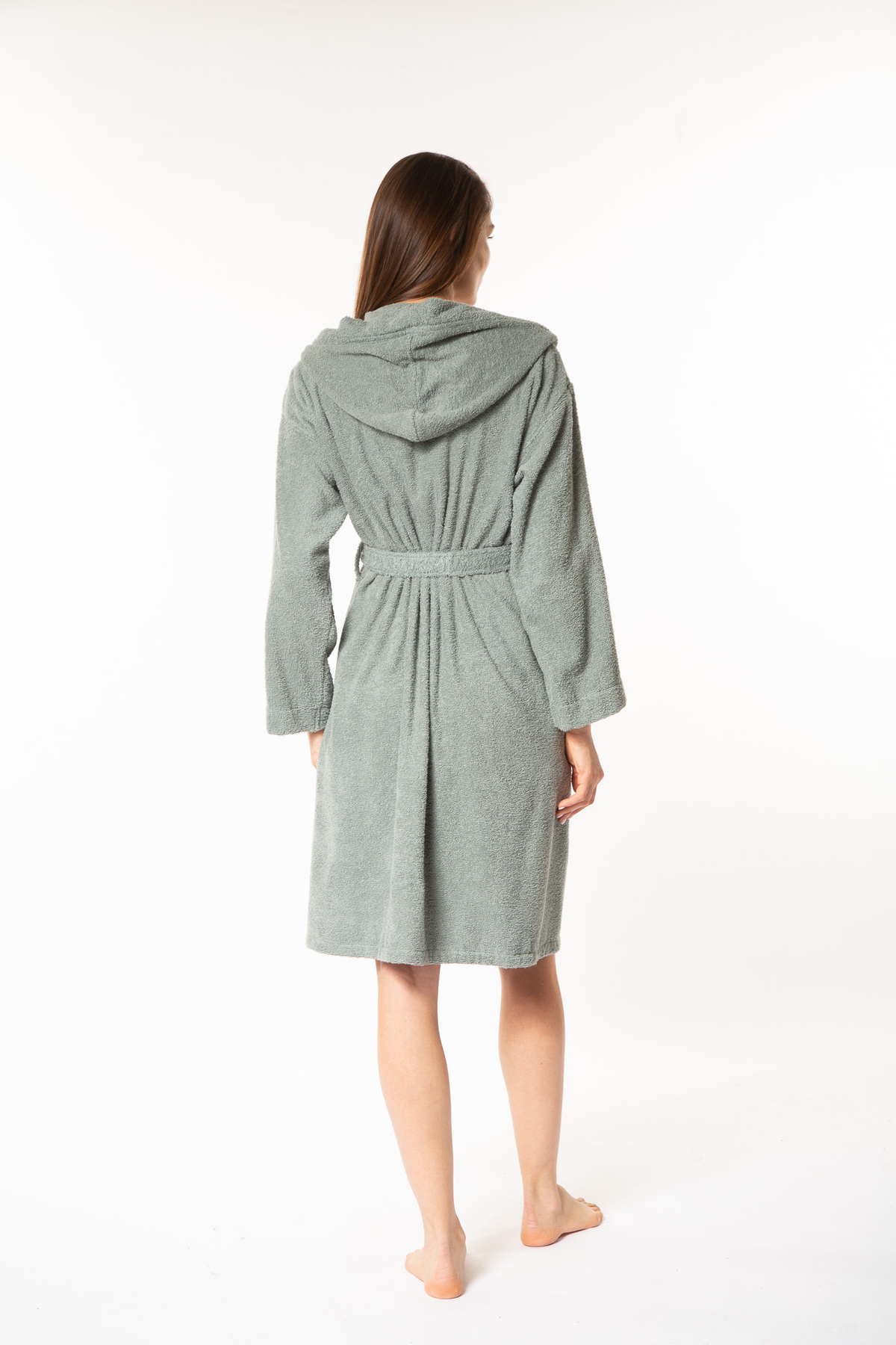 Minteks-Women's Hooded Bathrobe 100% Cotton - Minteks Home 4