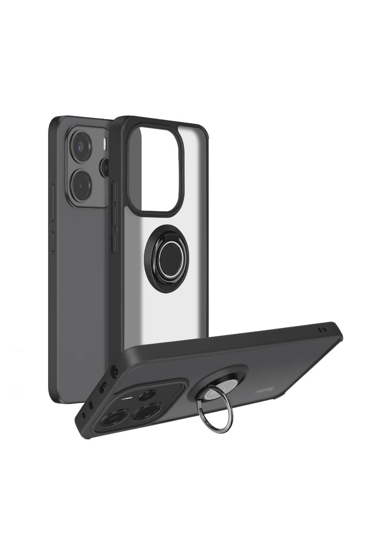 Gpack Xiaomi Redmi Note 14 uyumlu Kılıf Montreal Yüzüklü Mıknatıslı Silikon Siyah