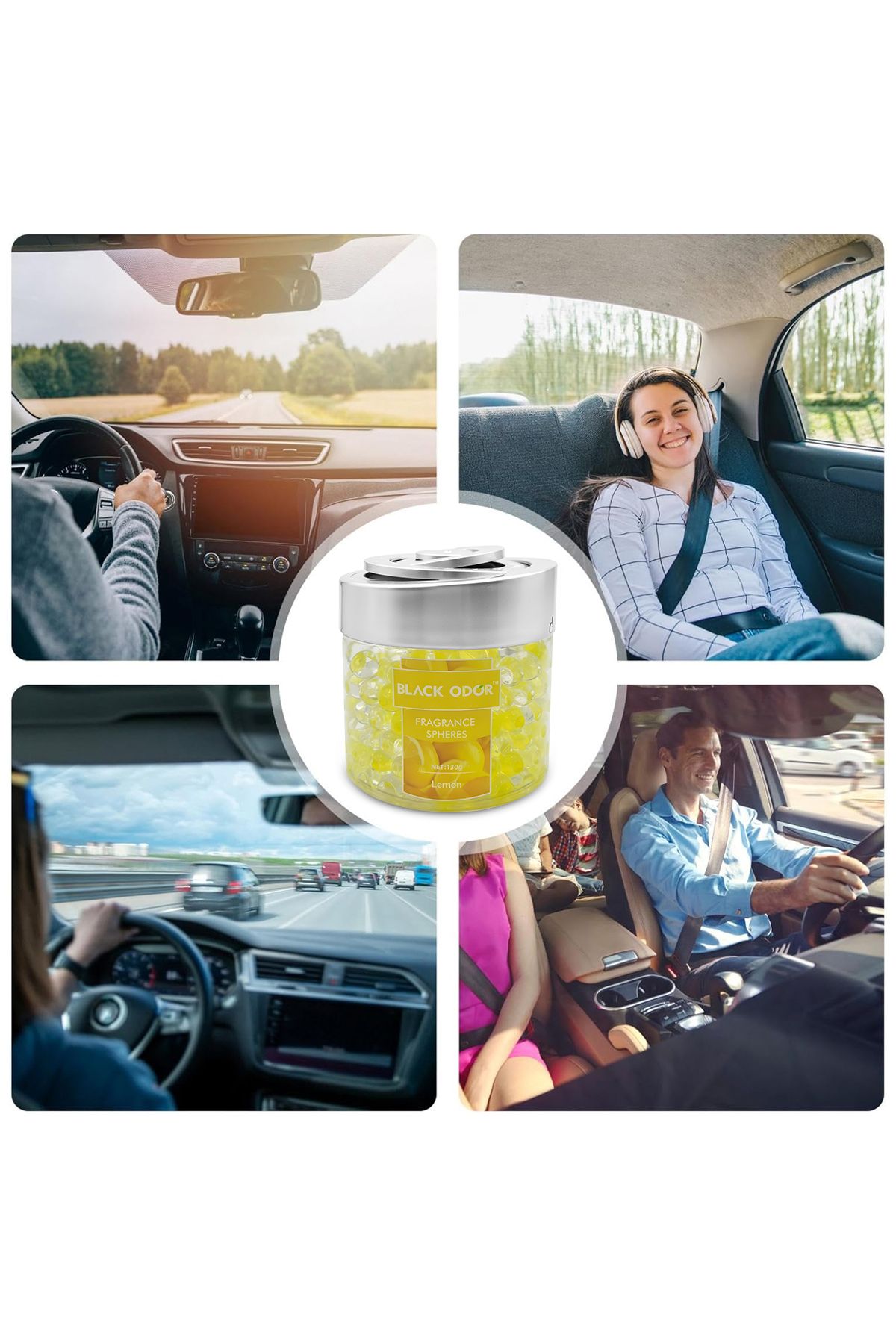 Black Odor-Lemon Fragrance Spheres 130g Air Freshener Beads for Car Home Office Use - BO-10 5