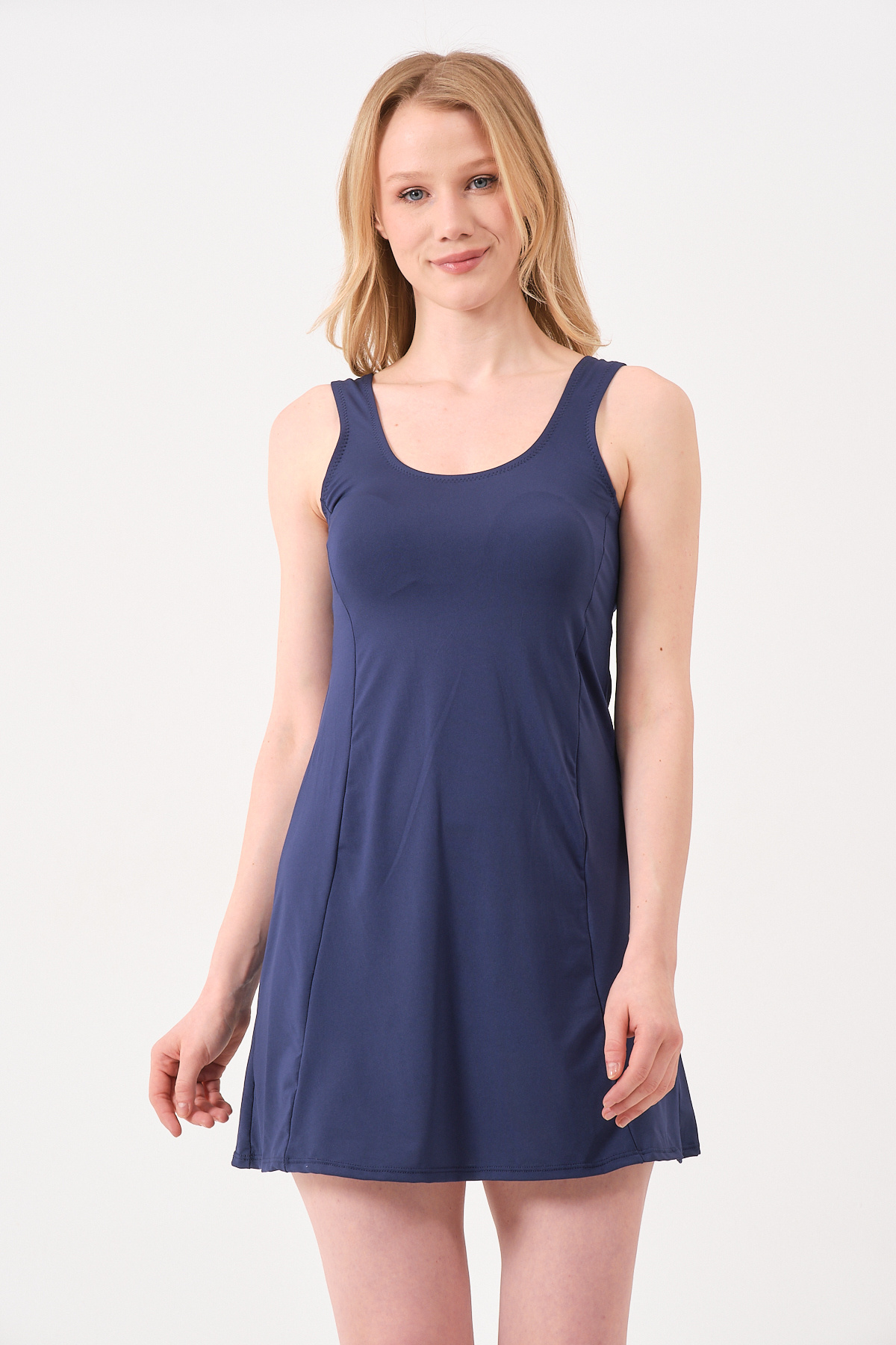 vawensea Kadın Kendinden Bitişik Şortlu Elbise Mayo Lacivert (GÖĞÜS PEDLİ)