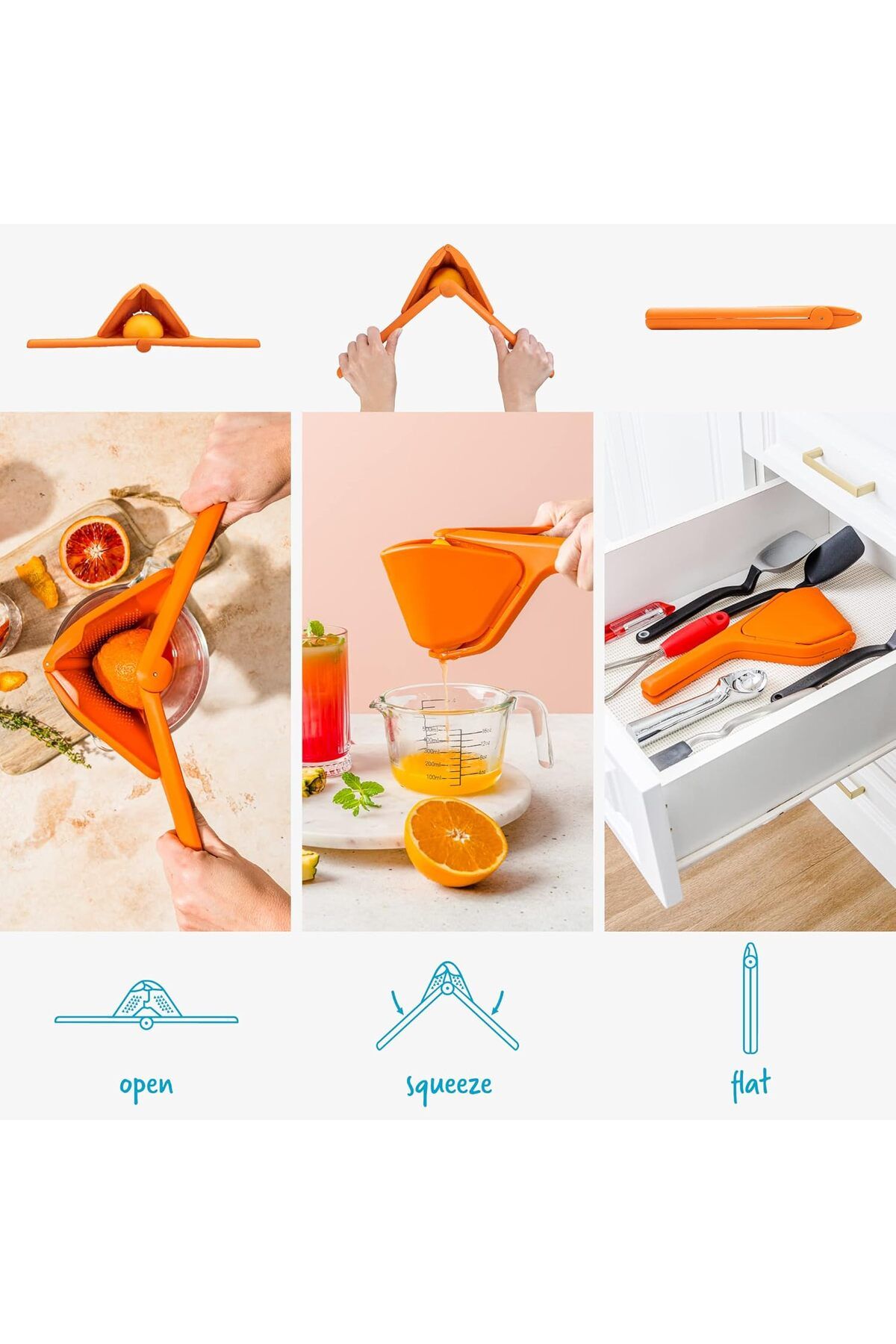 COOYA-Manual and Foldable Citrus Juicer | Easy Lemon Squeezer with Sideways Pivot to Increase Leverage 3