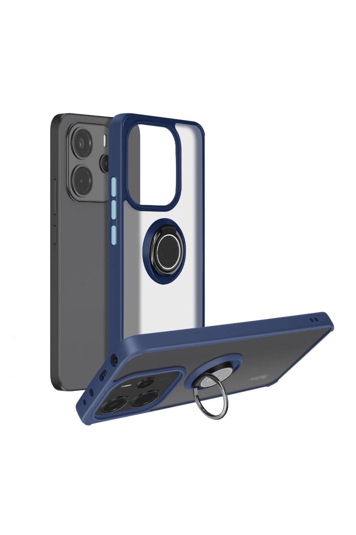 Gpack Xiaomi Redmi Note 14 uyumlu Kılıf Montreal Yüzüklü Mıknatıslı Silikon Lacivert