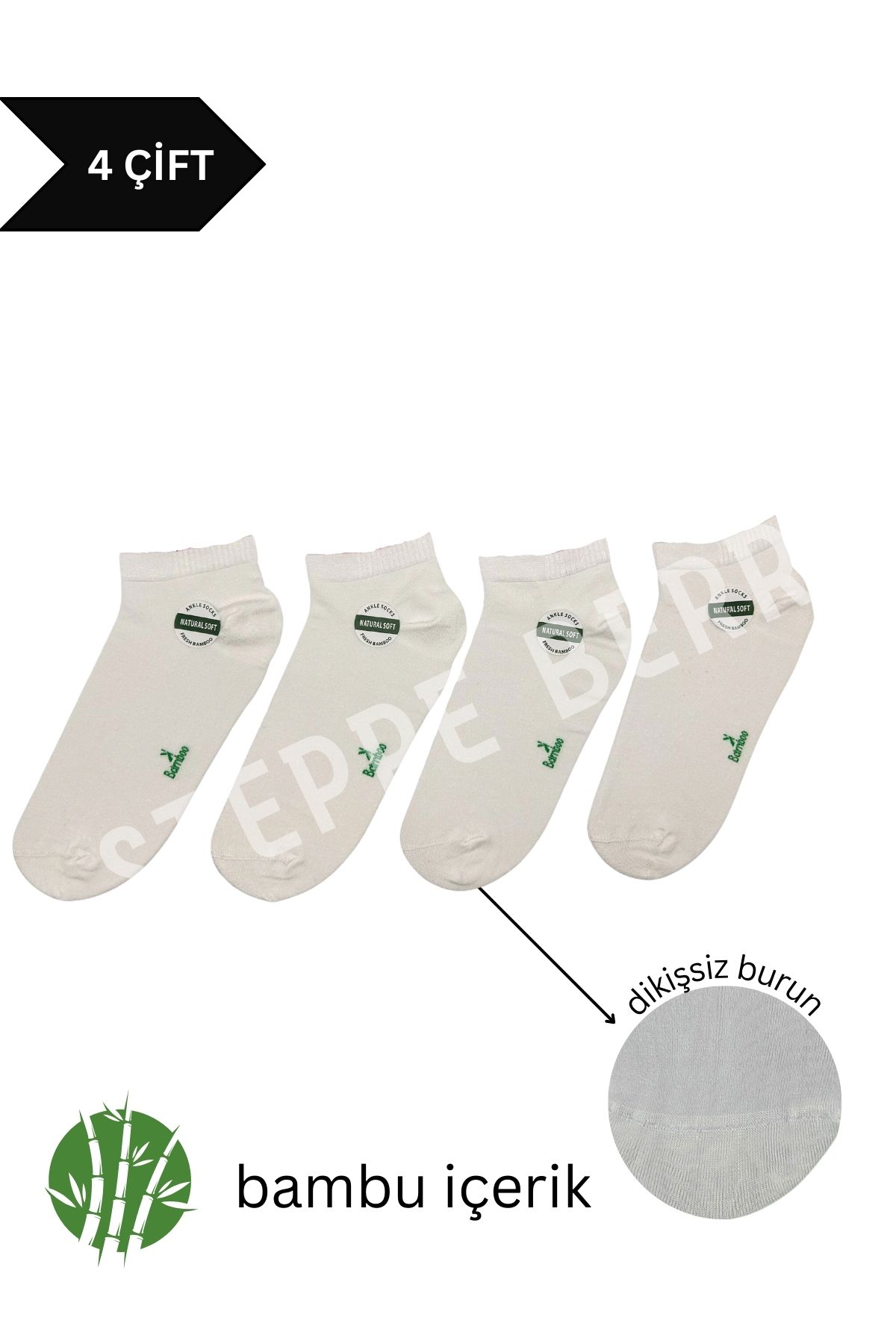 4'lü Erkek Premium Bambu Patik Çorap