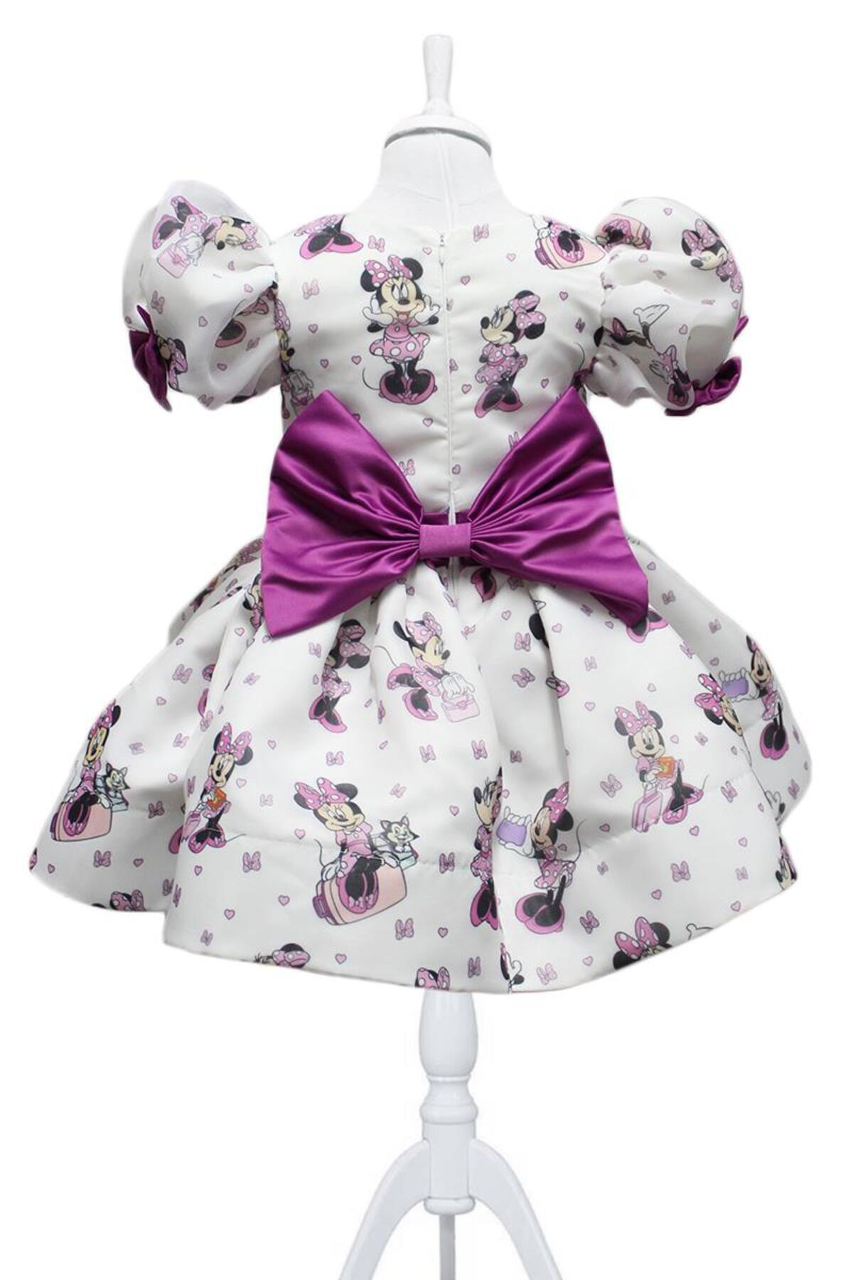 Mashotrend-Minnie Mouse Puffy Balloon Sleeves Organza Evening Dress - Minnie Girl Dress - Kids Evening Dress Kids Dress 3