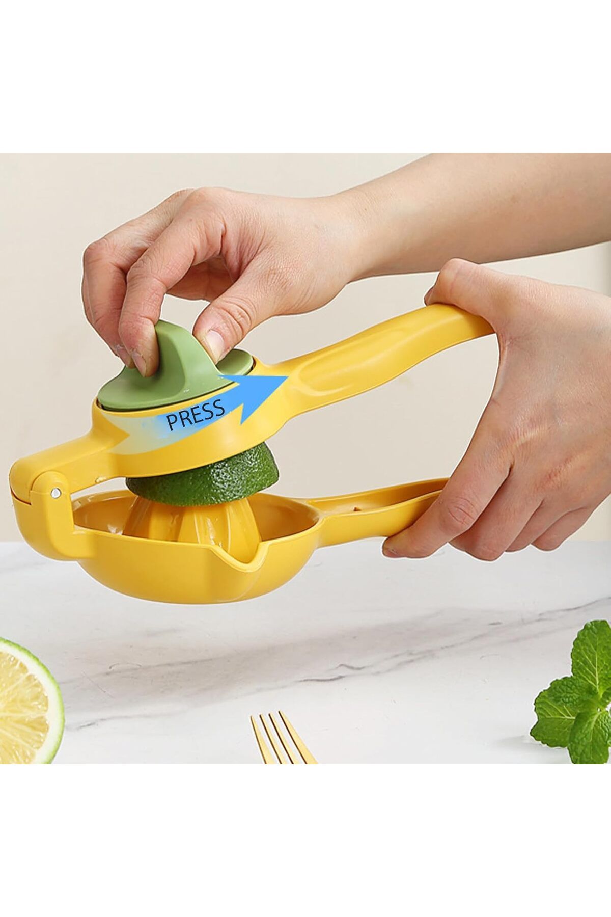 COOYA-Manual Citrus Juicer - Safe PP Material Rotary Press with Container & Spout Design(Yellow) 7