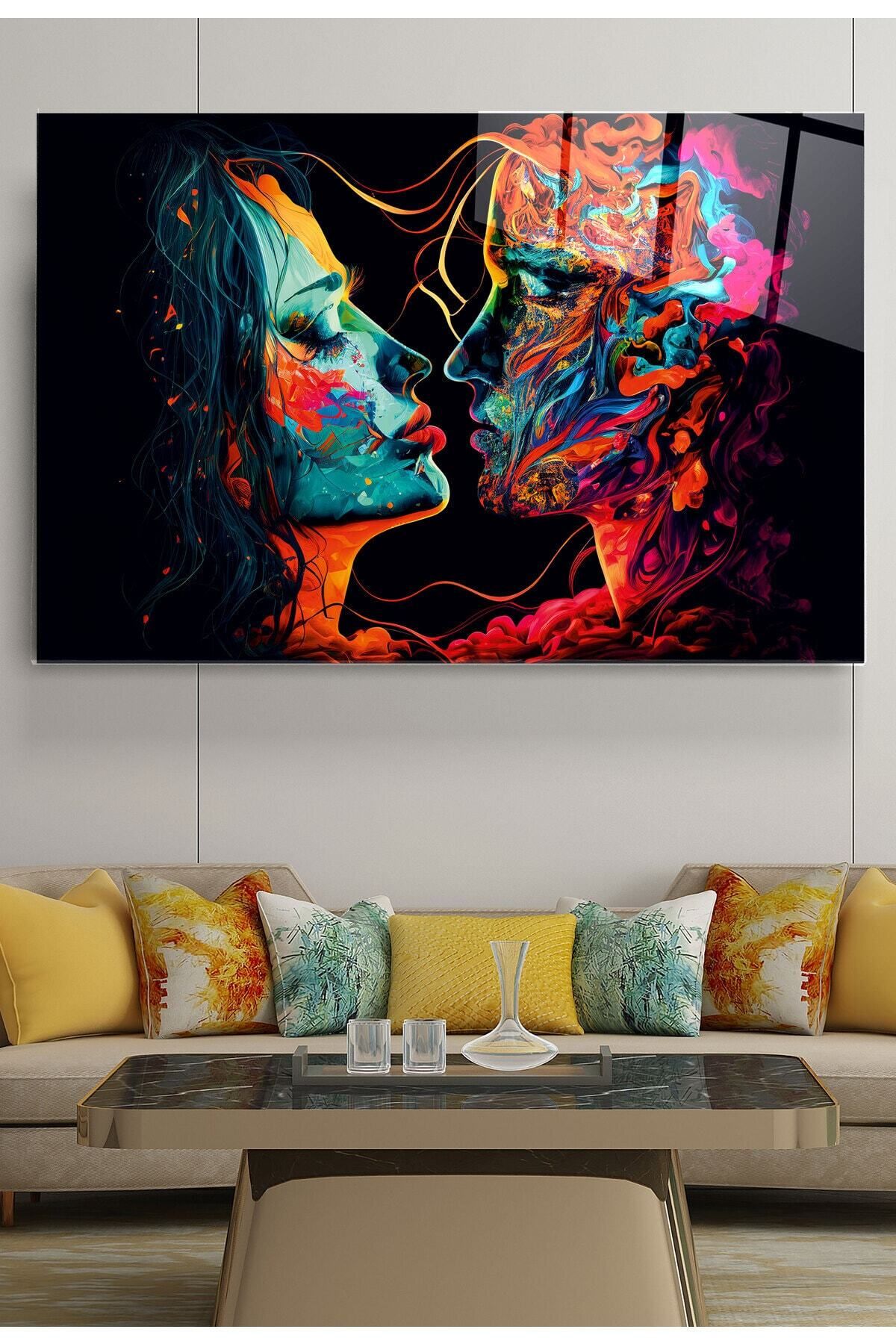 MESCHAIN Colourful Cam Tablo, Dekoratif Cam Tablo