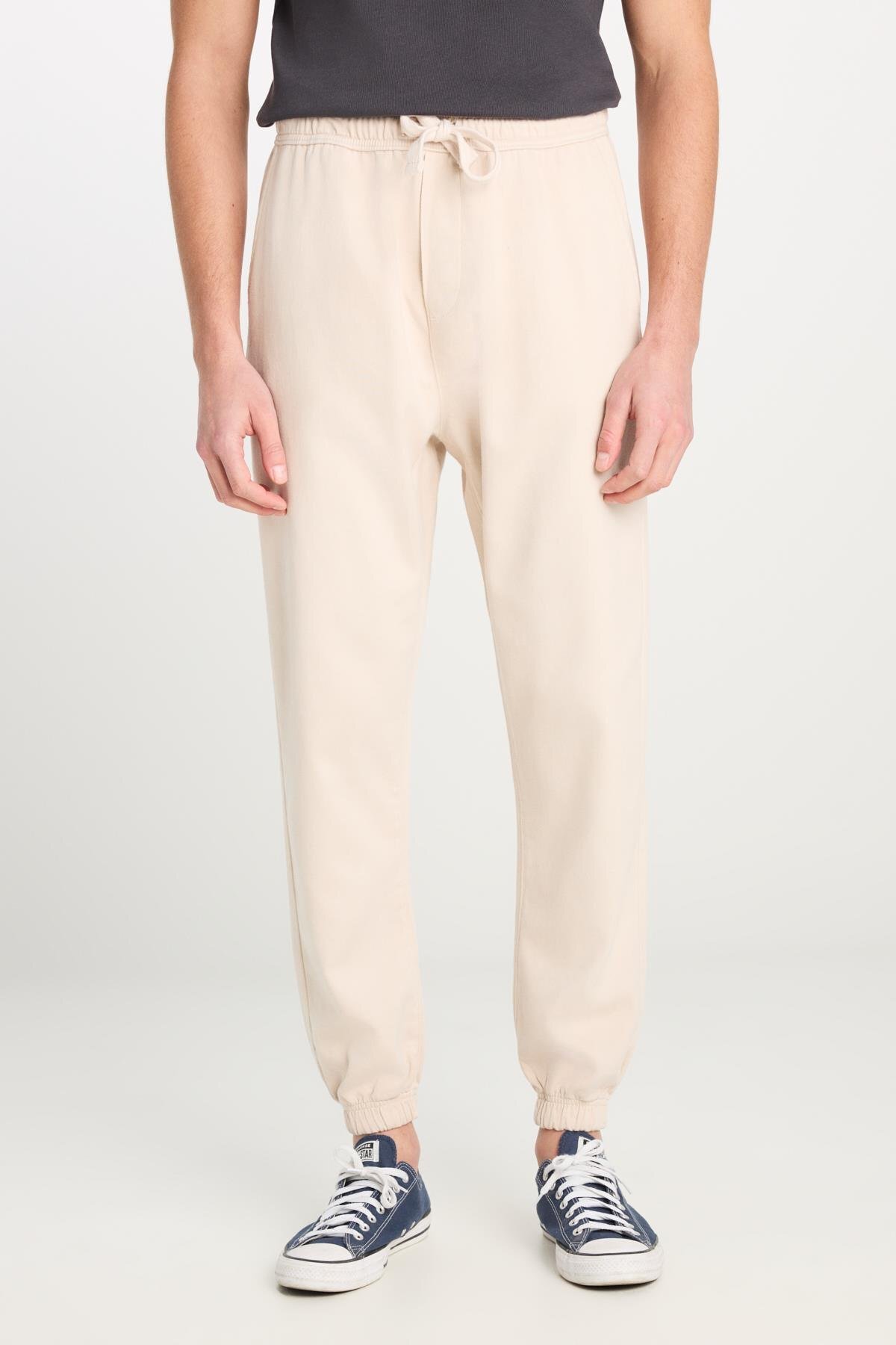 لی شلوار ورزشی رنگ سنگ دوزی شده معمولی فیت با لبه آجدار