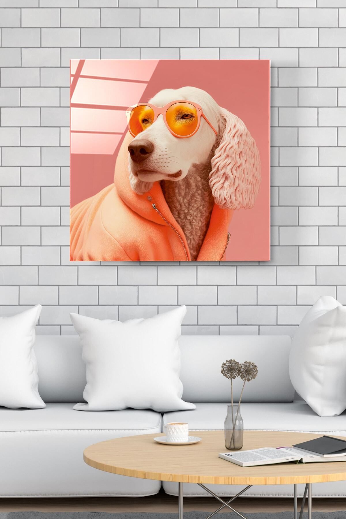 MESCHAIN Köpek Portre Cam Tablo, Dekoratif Cam Tablo