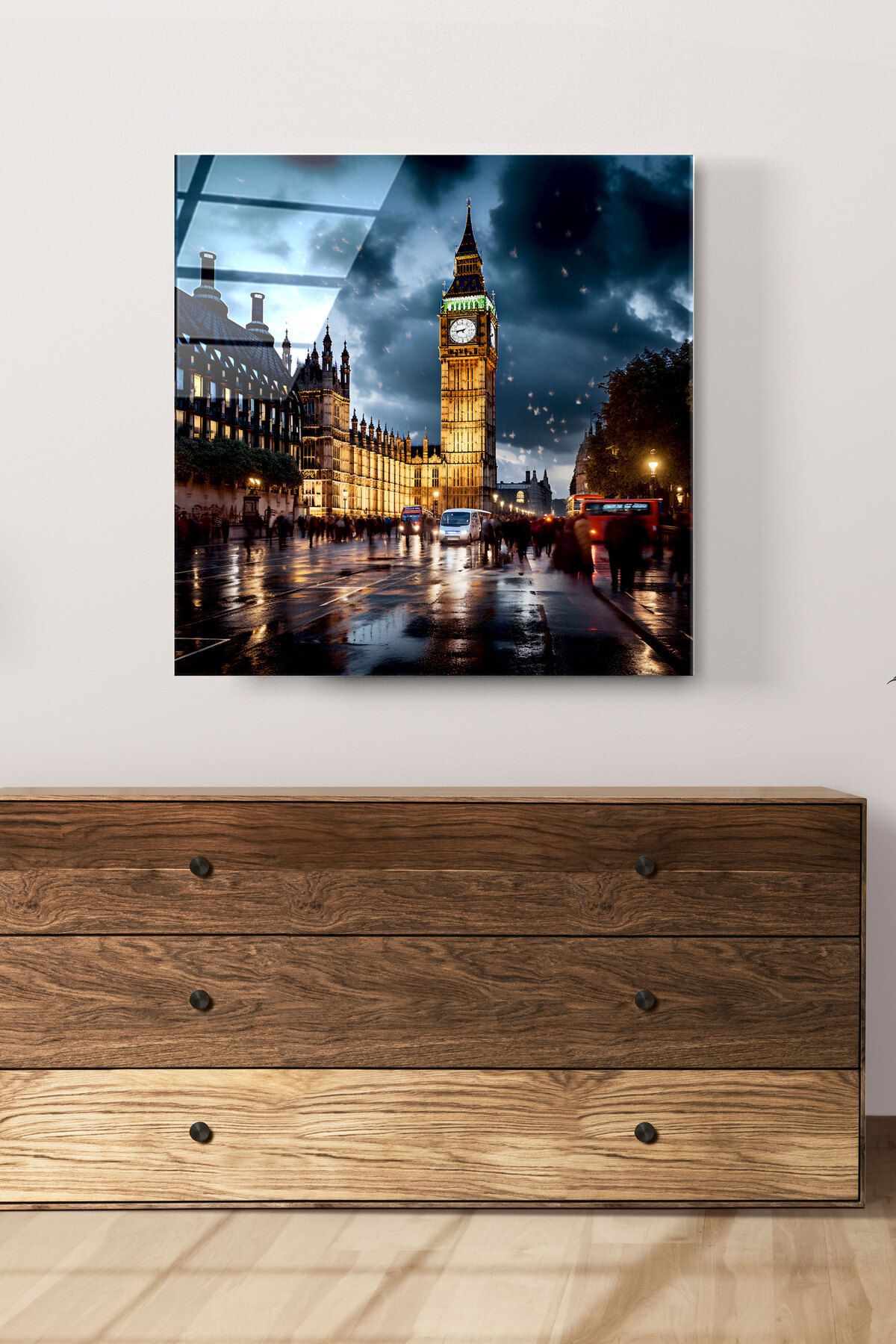 MESCHAIN Londra Cam Tablo, Dekoratif Cam Tablo