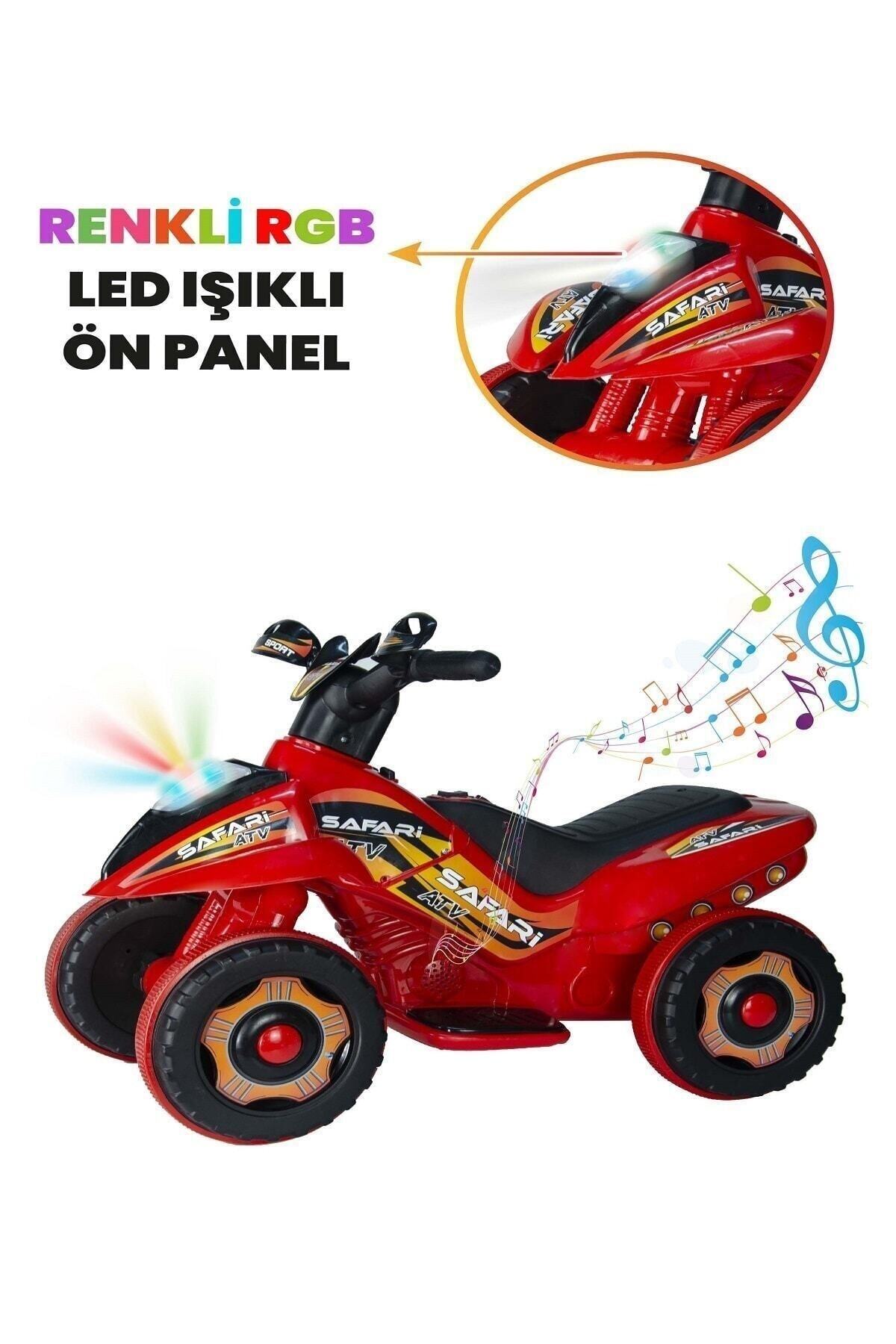 ujtoys LED IŞIKLI VE MÜZİKLİ Akülü Atv 6 V Safari Kırmızı fotoğrafı 6 (önizleme)