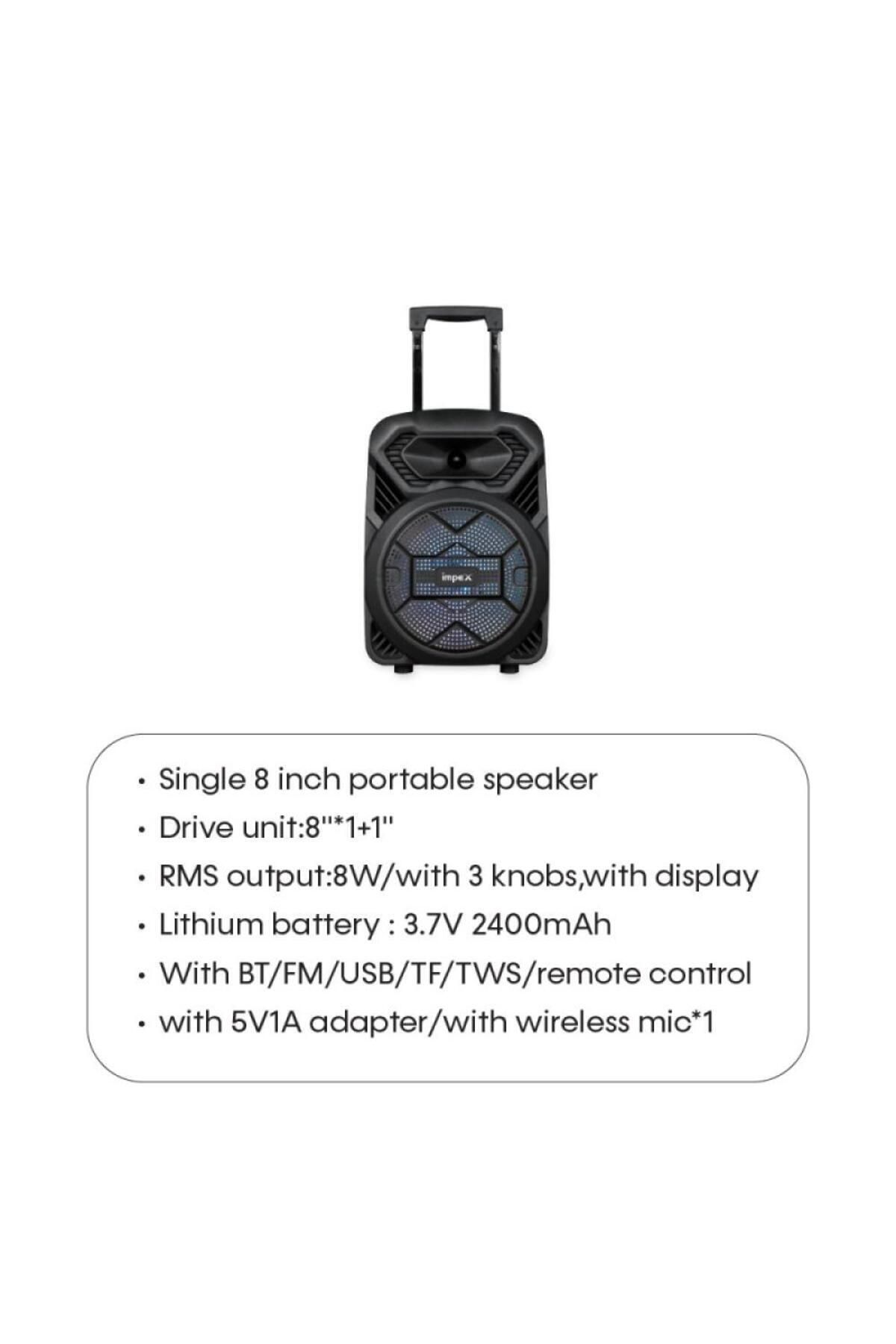 İMPEX-Impex Portable Wireless Speaker With Microphone And Remote Control - Ts1109 3