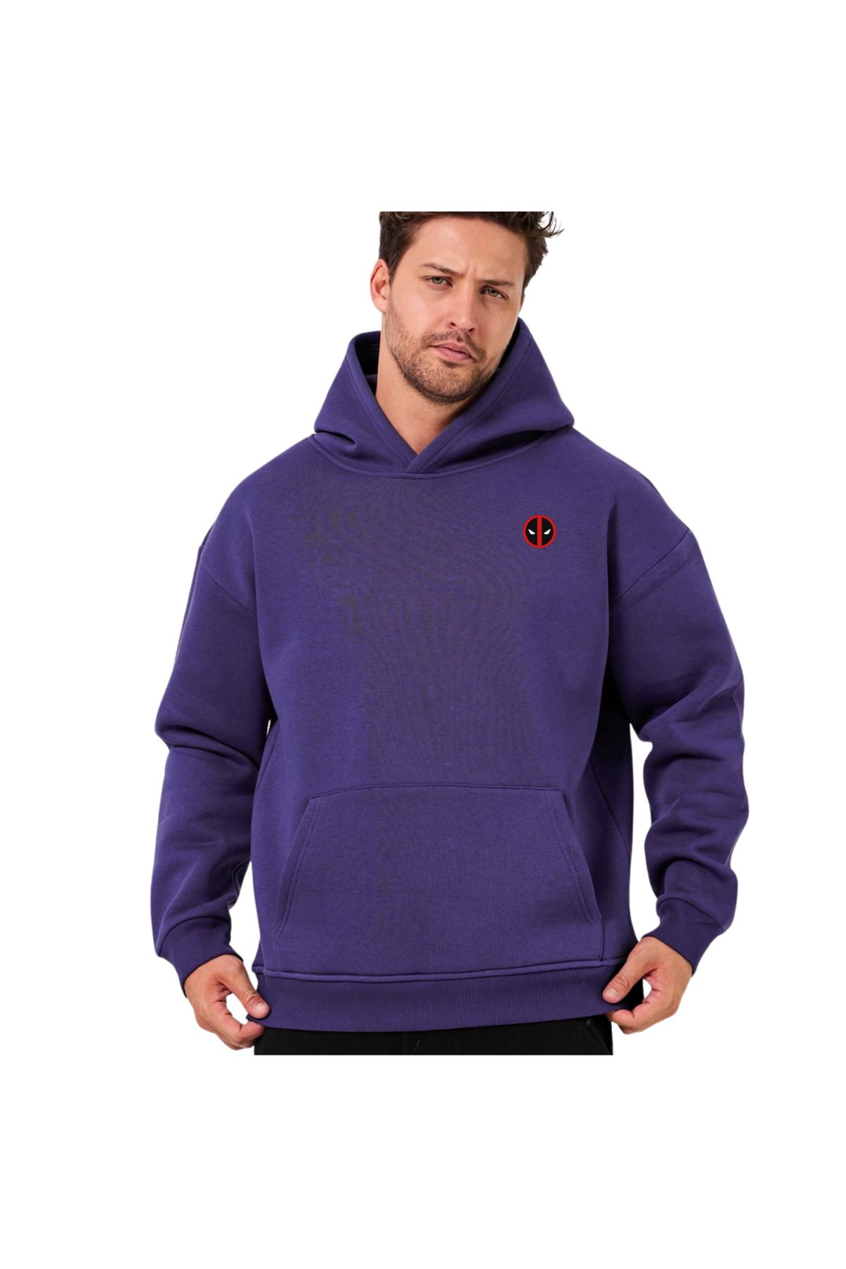 ChapellaSocks Deadpool Desen Nakışlı Unisex Hoodie- %100 Pamuk ve Rahat!