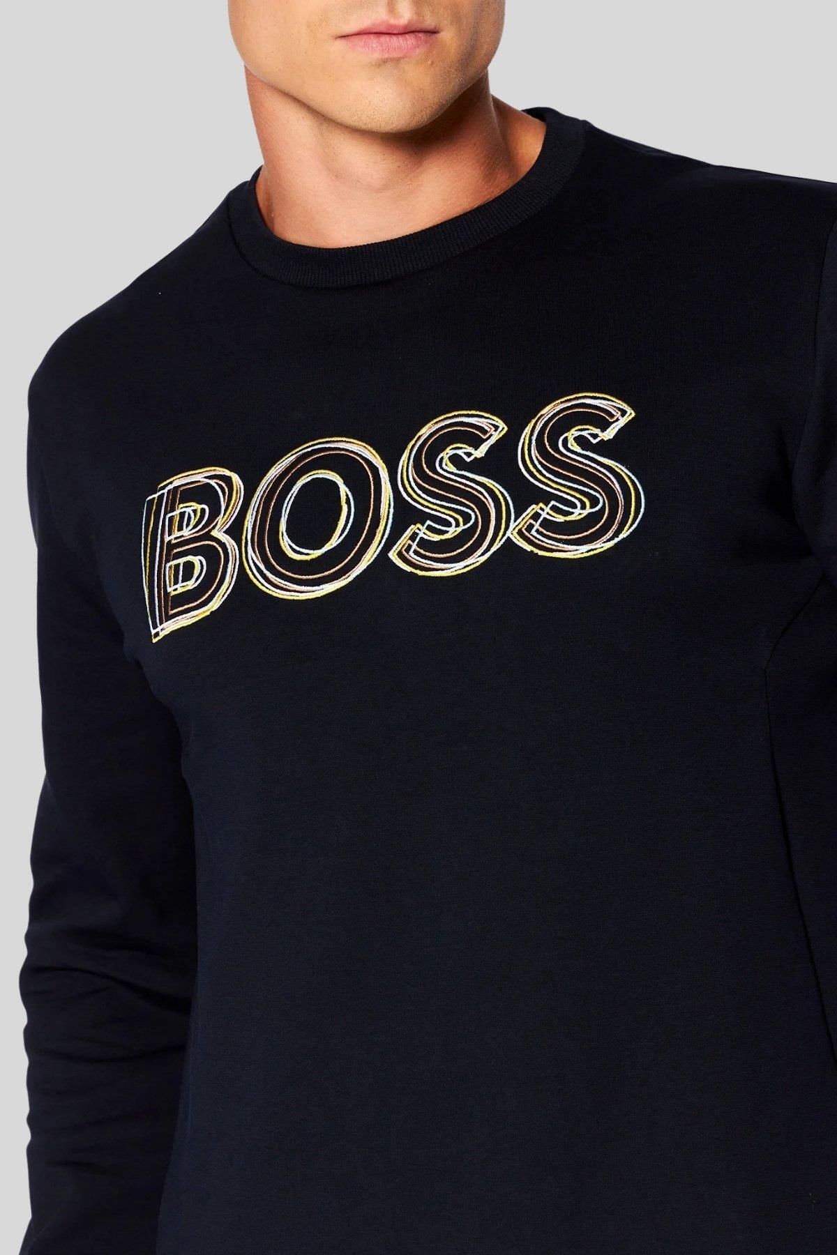 سویشرت مردانه پیراهن دریایی با سیاهه یقه دوچرخه BOSS
