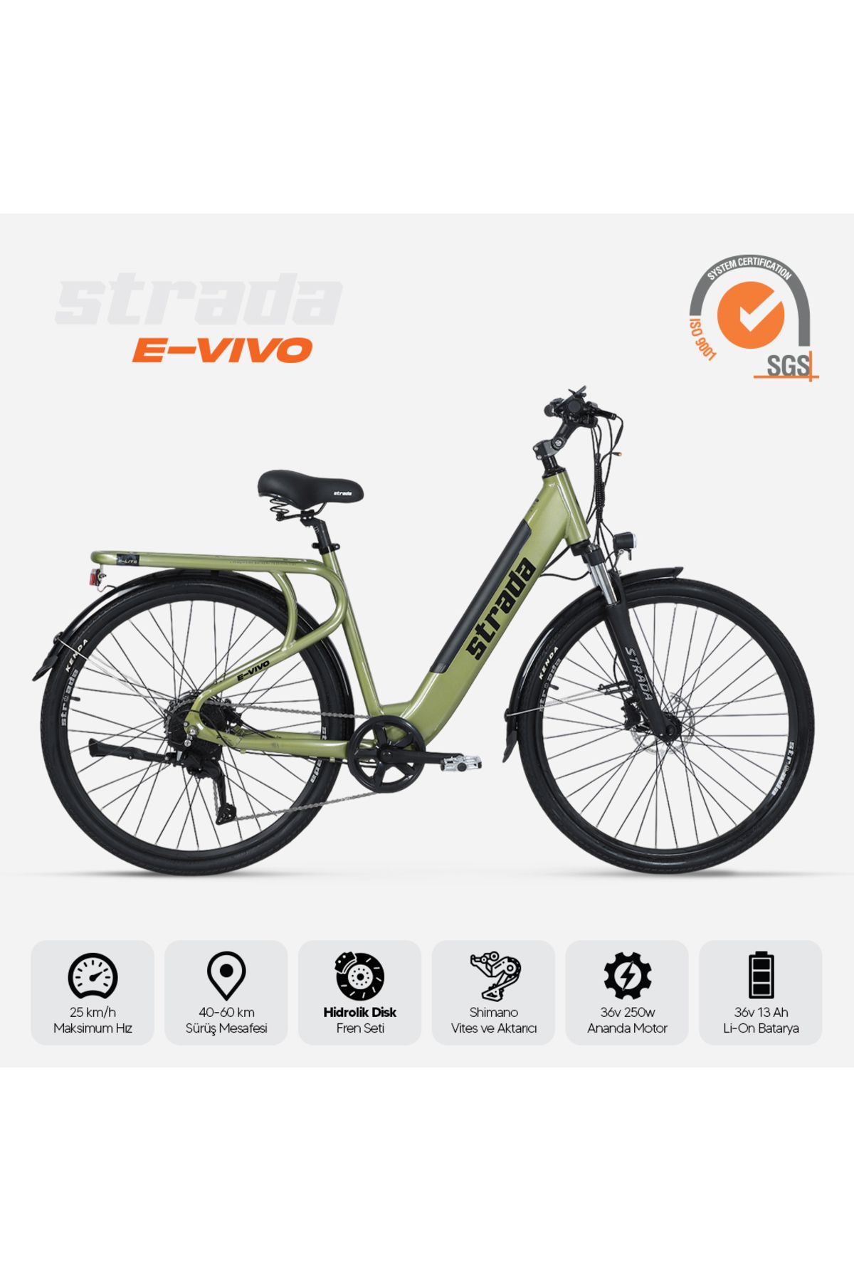 Stradacycles E-Vivo Hidrolik Disk Gizli Batarya 28 Jant Elektrikli Şehir Bisikleti