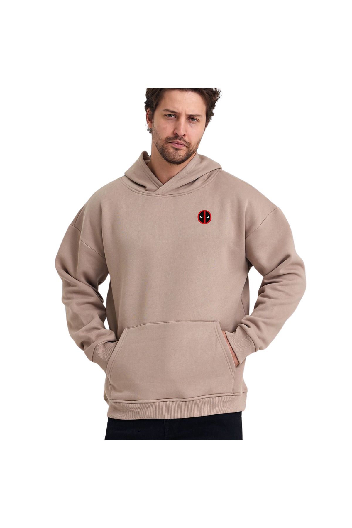 ChapellaSocks Deadpool Desen Nakışlı Unisex Hoodie- %100 Pamuk ve Rahat!