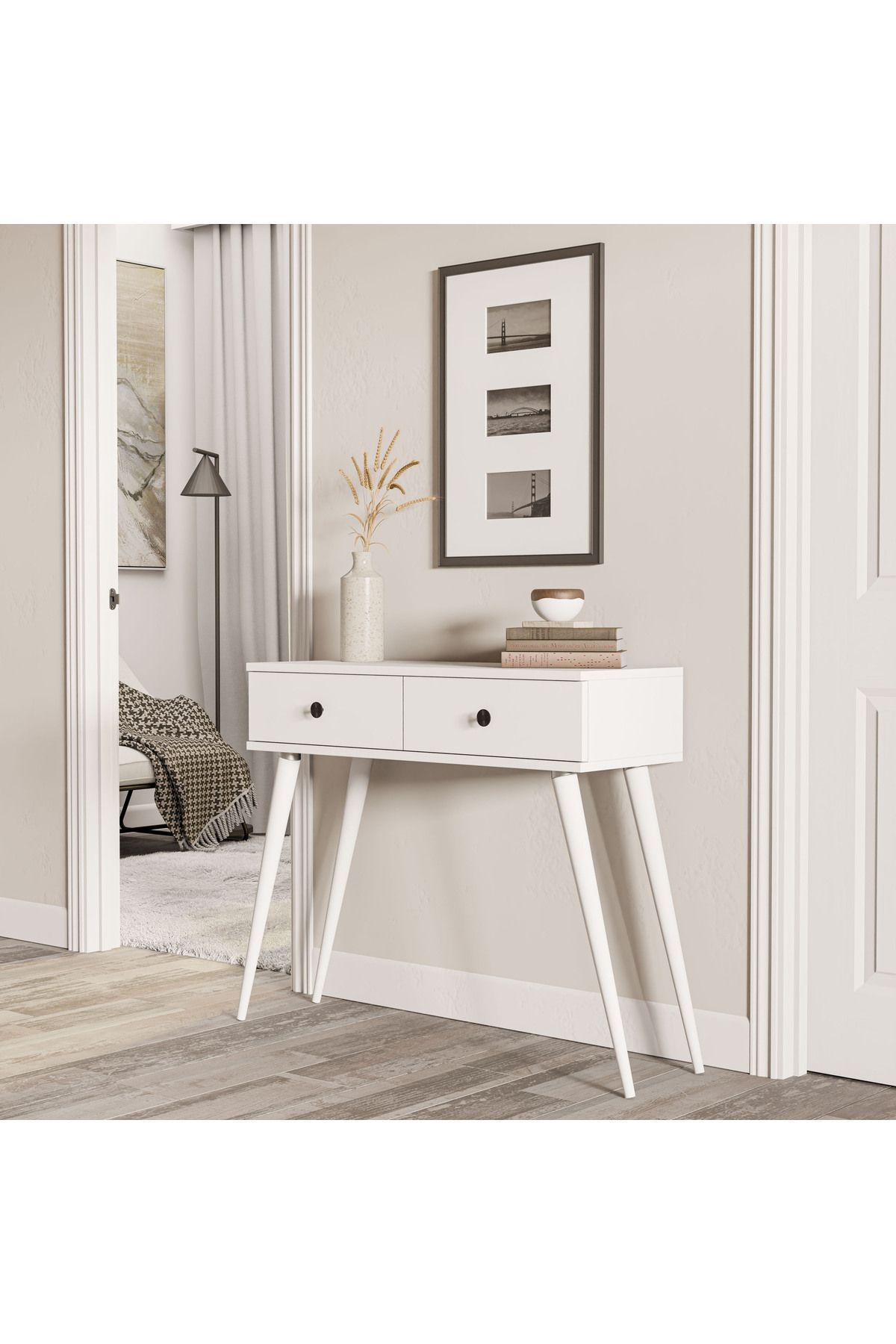 Mezza 6031 ODESA (AHŞAP AYAKLI) 2 ÇEKMECELİ DRESUAR BEYAZ