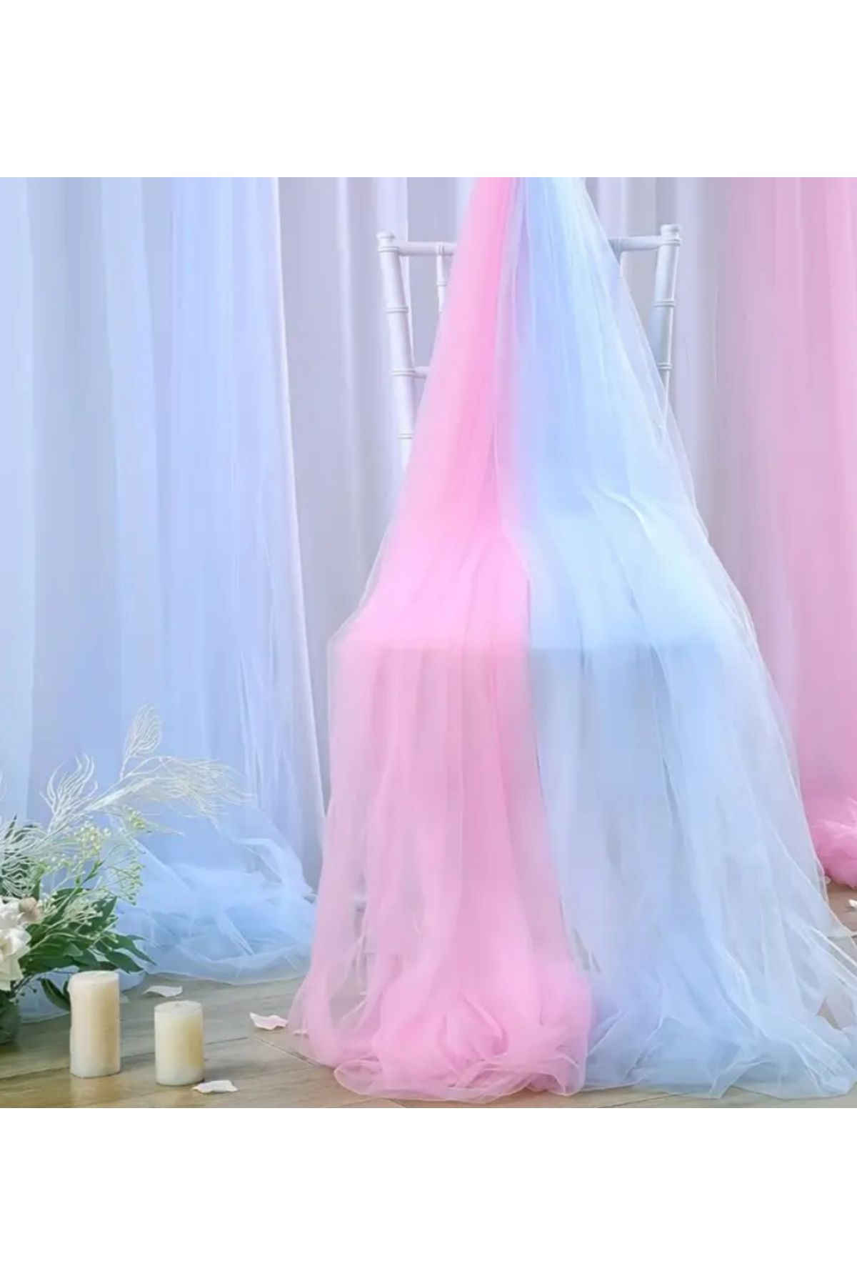 Çemrek Süs Parti Kristal Tül 5 metre Kapı Tülü Cinsiyet Baby Shower Parti Tülü