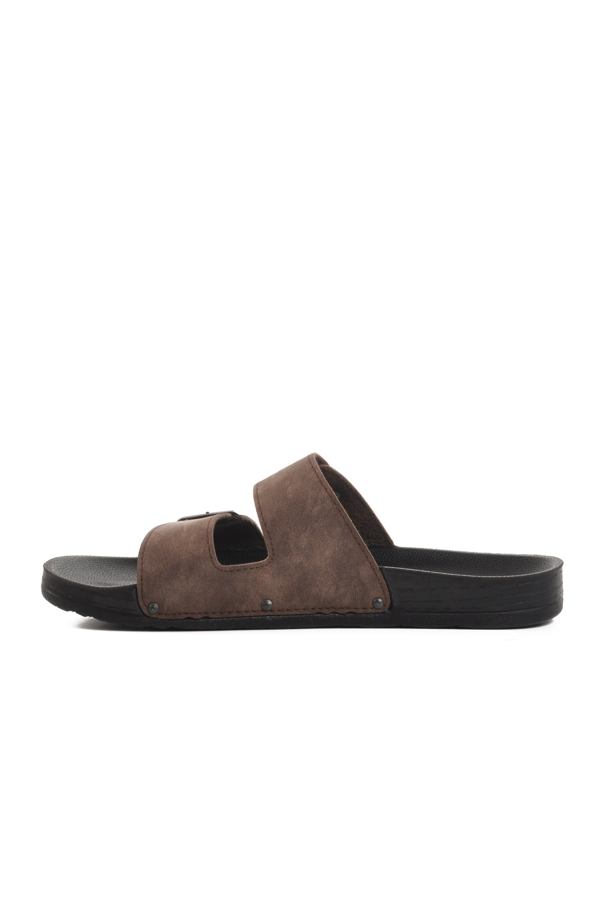 Pierre Cardin-Brown Double Striped Light Leather Men's Slippers Pc-7038 m 2