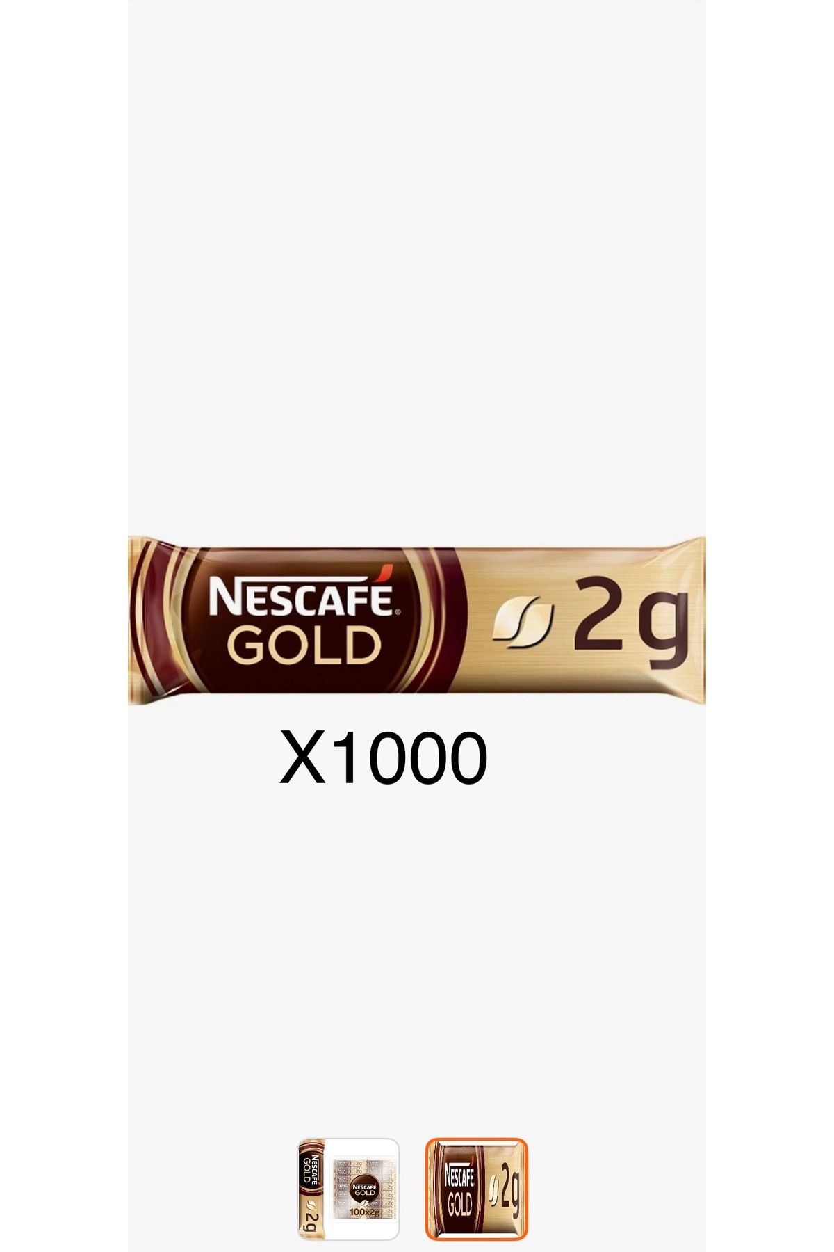 Nescafe Gold 2grX1000 Adet, Tek İçimlik Hazır Kahve.