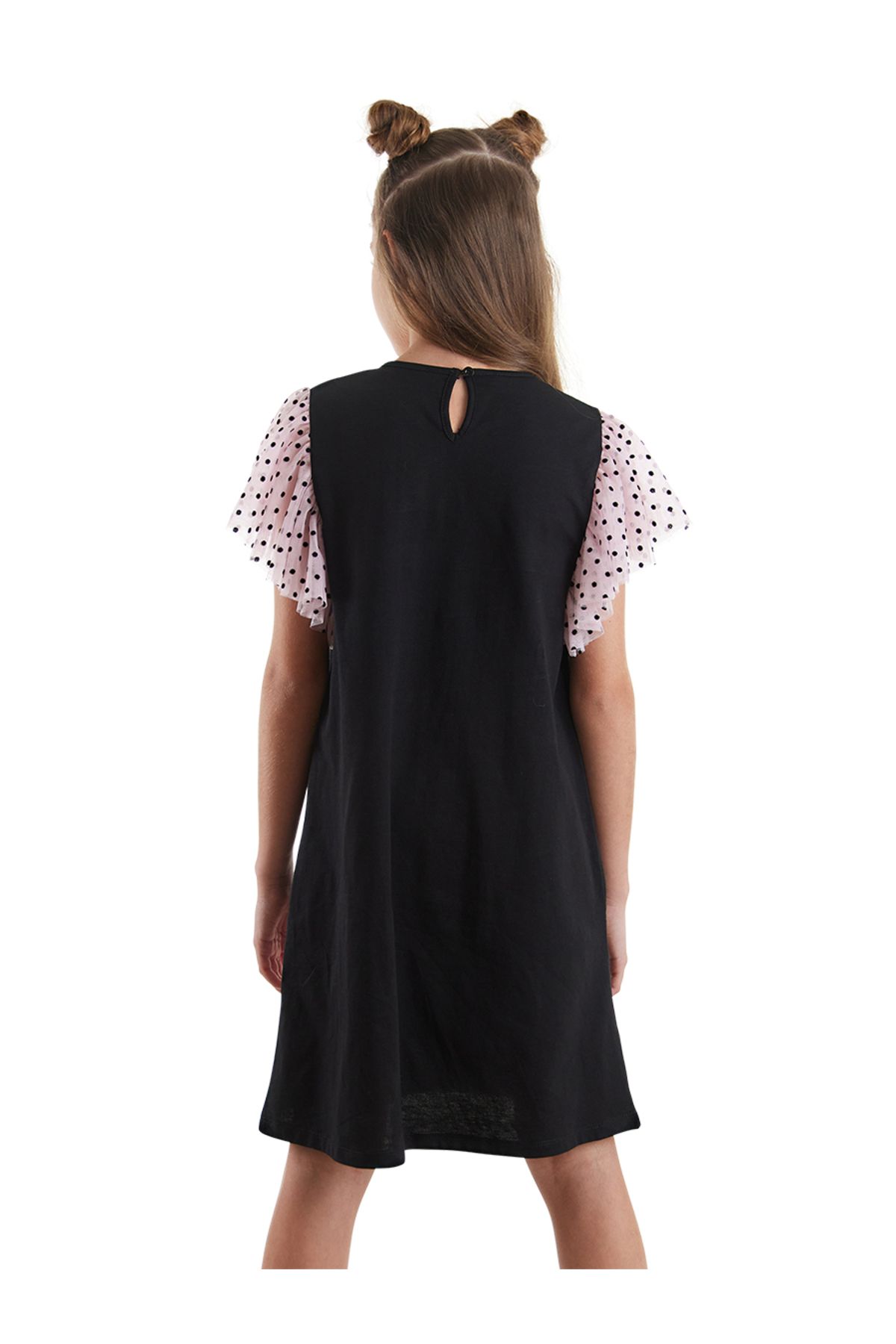MSHB&G-Rochie Neagră Buline pentru Fată - Tulle și Volane 2