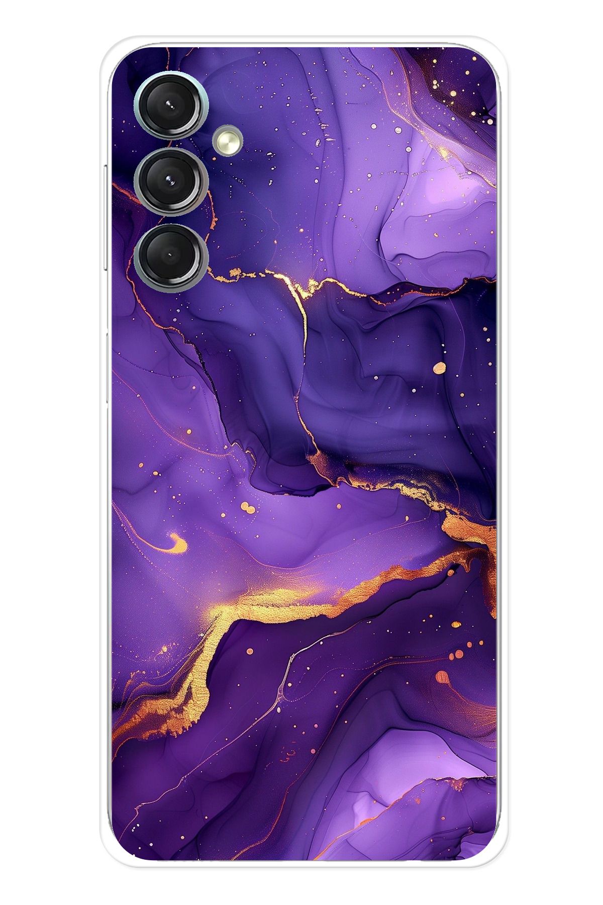 TechTree SAMSUNG Galaxy A24 Uyumlu Ametist Taşı Mor Mermer Şeffaf Silikon Kılıf