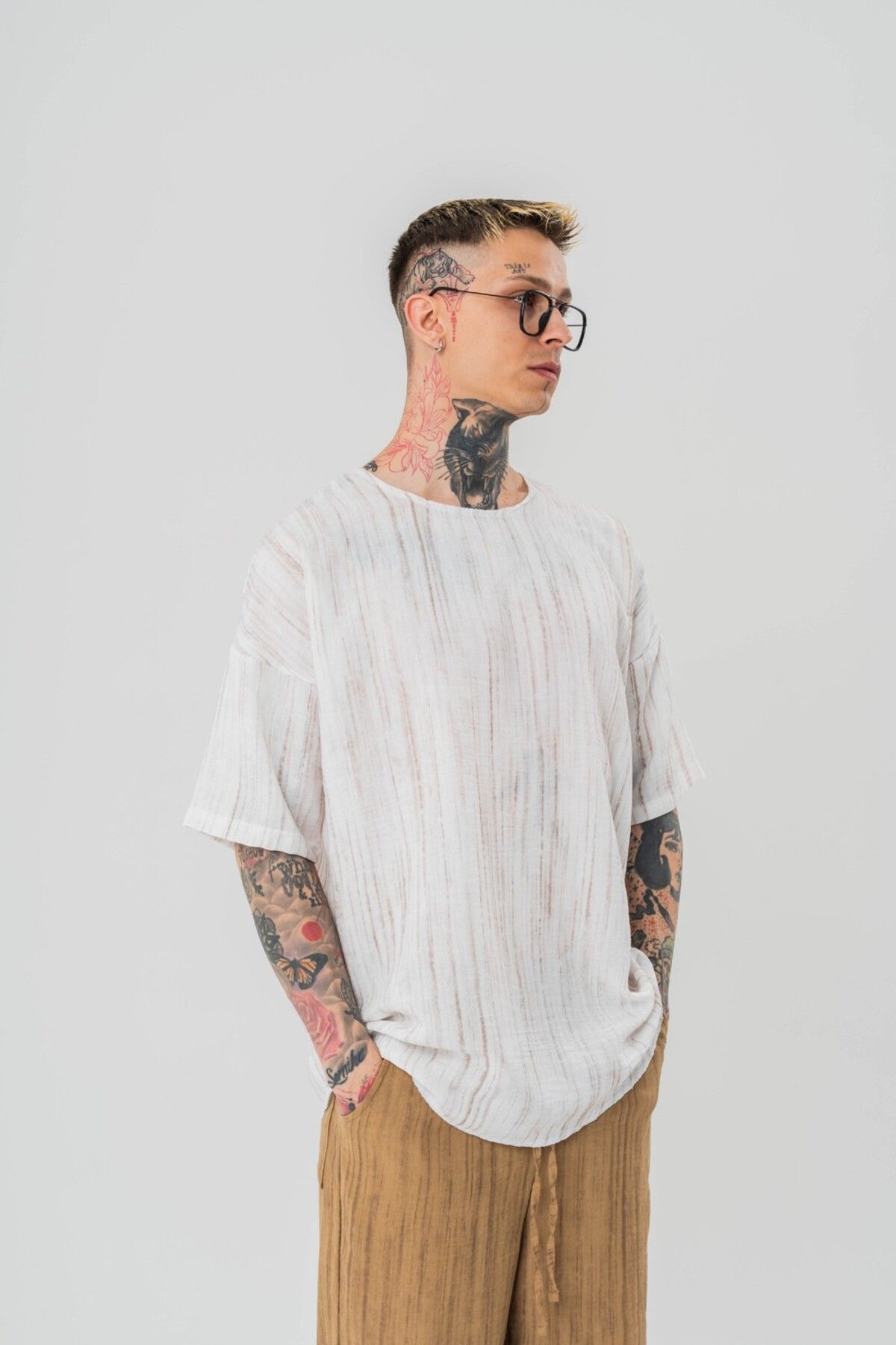 تی شرت سفید مردانه بزرگ FLEX اورجینال go gang own
