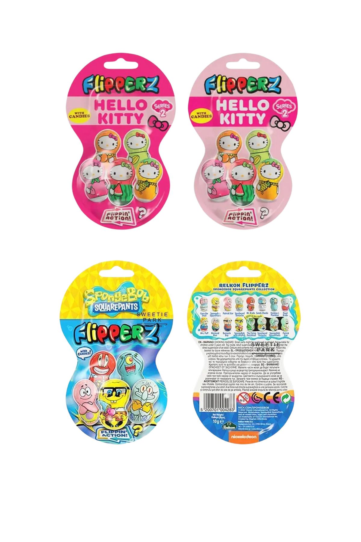 Relkon Hello Kitty 2 ve Sünger Bob 2 Flipperz Hacı Yatmaz 4 Adet