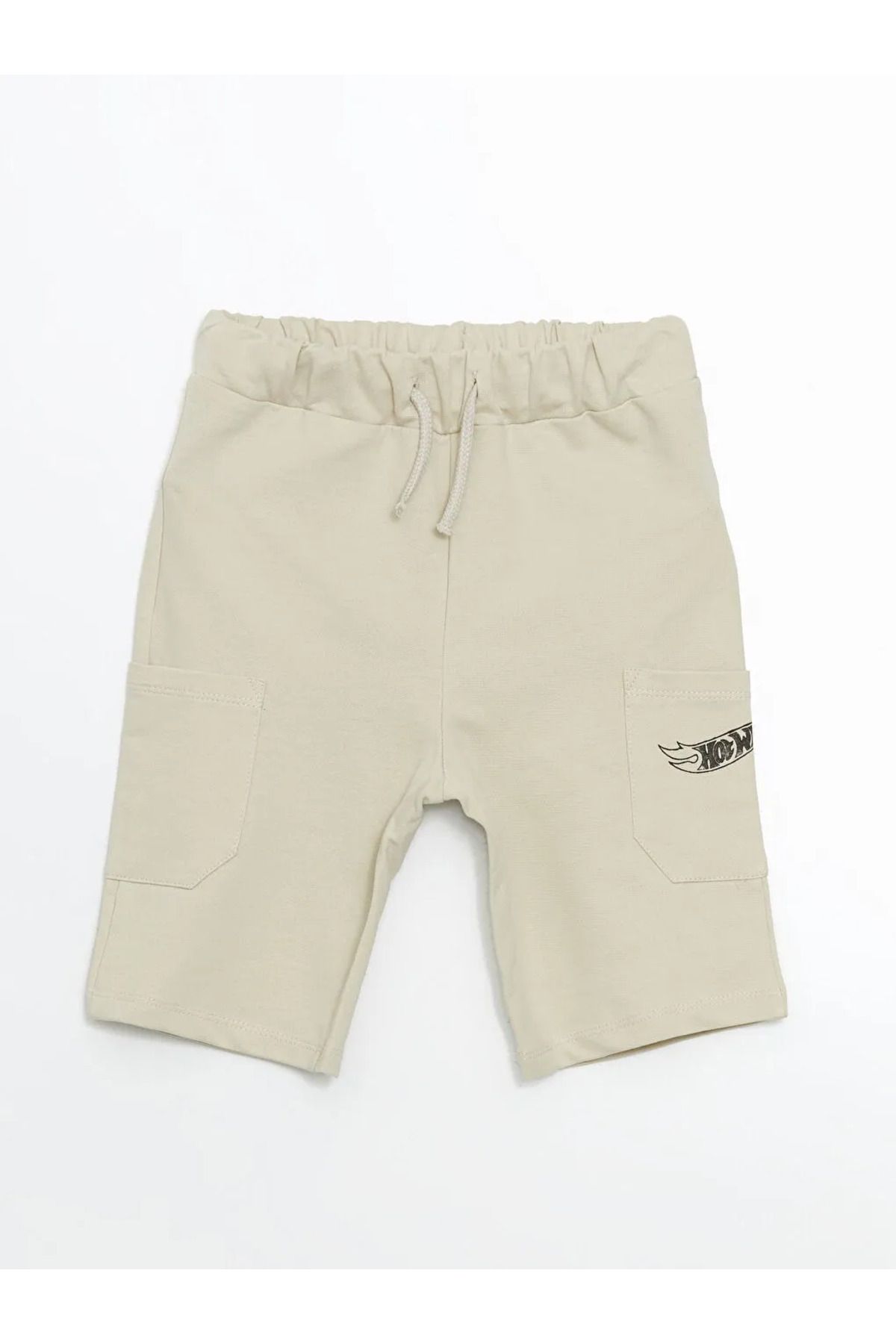 LC Waikiki-Lcw Kids Beige Hot Wheels Printed Boys T-Shirt and Shorts Pack of 2 3