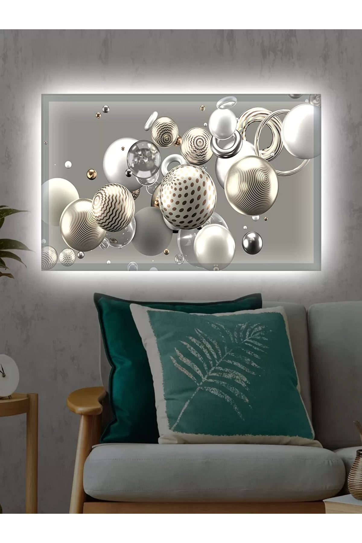 feifei Led Işıklı 3d Dekoratif Tablo Beyaz Çiçek