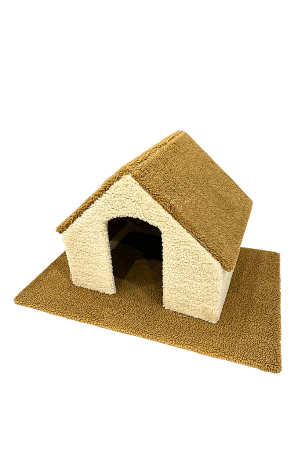 Komano Pontika-Plush Textured, 3-in-1 Set Cat House-Cat Bed and Scratching Post Soft Loved Colors 3