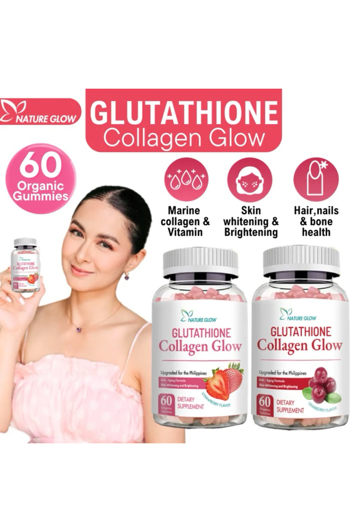 Nature Glow Glutathione Collagen glow (Strawberry & Cranberry)- Trendyol