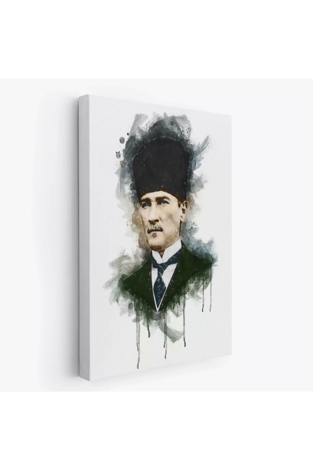 feifei Mustafa Kemal Atatürk'ün Suluboya Görünümlü Portresi Dekoratif Kanvas Tablo-da-78