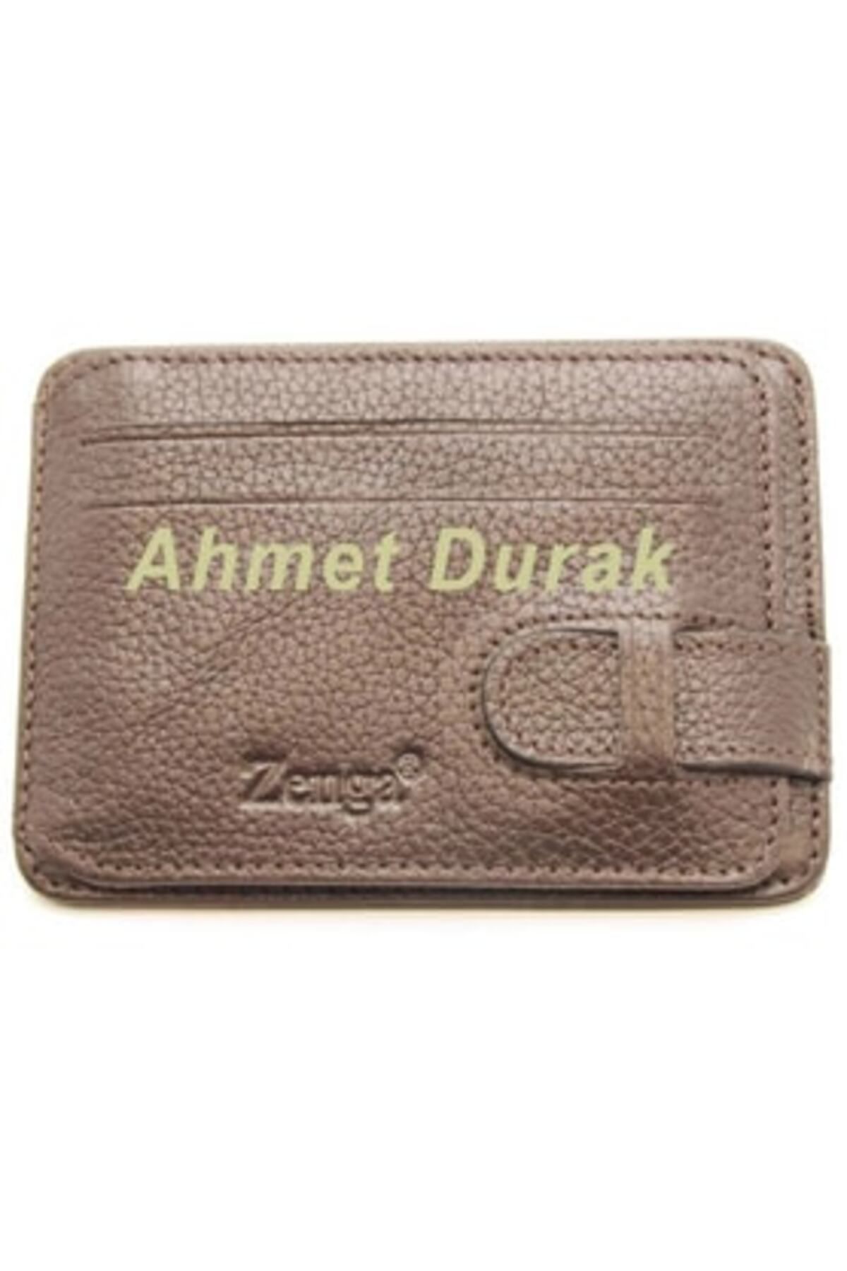 Çelik Kişiye Özel İsim Yazılı Zenga Deri Erkek Kartlık Cüzdan z040 (Kahverengi)